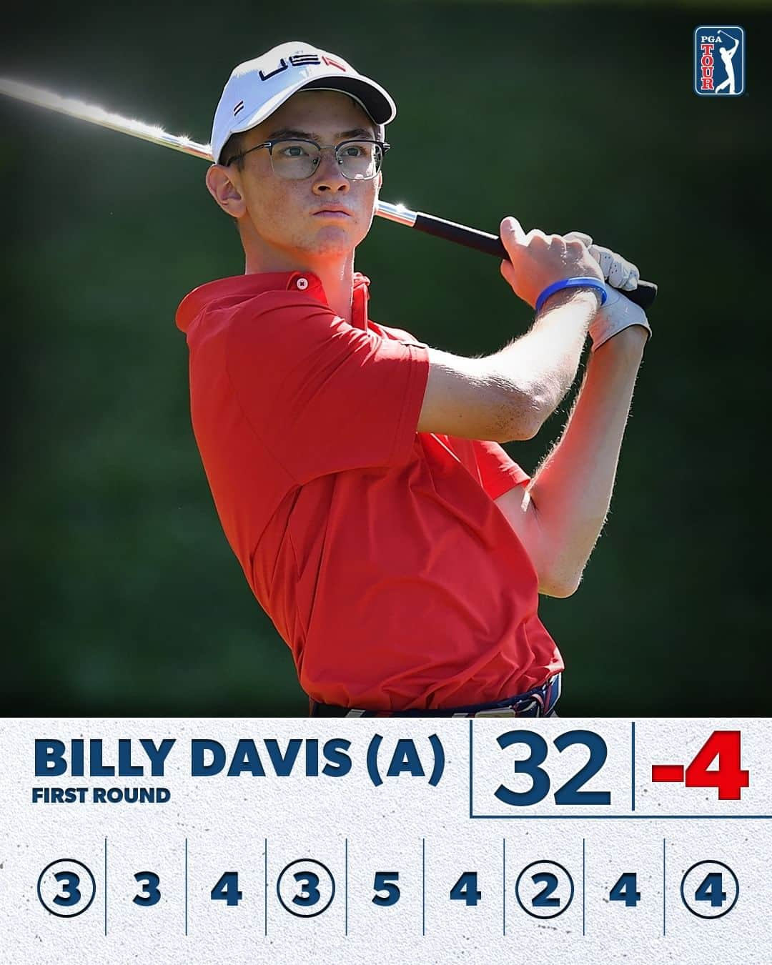 PGA TOURのインスタグラム：「17-year-old @SuperBillyDavis is 4-under as he makes the turn in his first round  @WWTChampionship 👀👏」