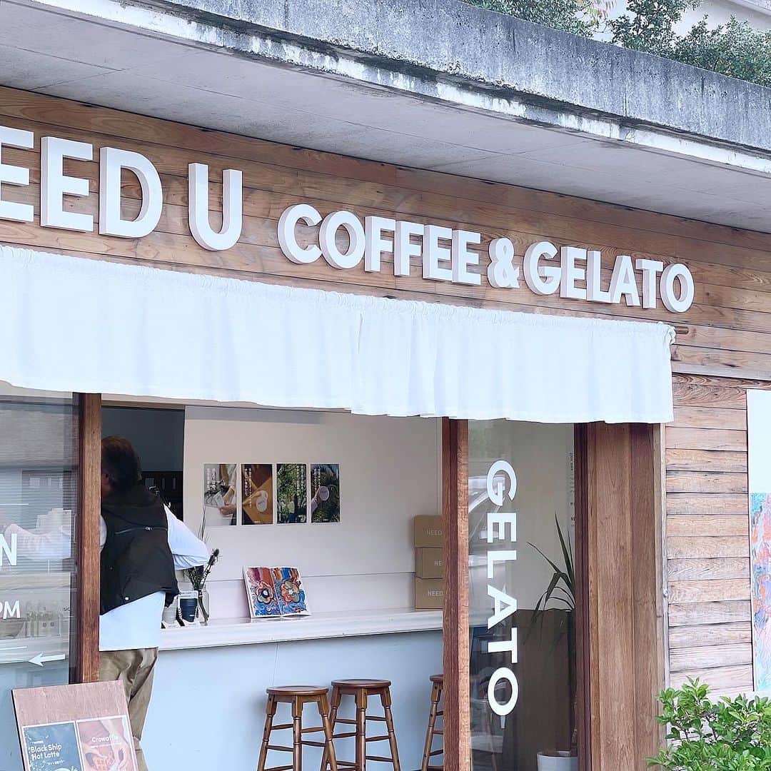 藤原美智子のインスタグラム：「NEED Uで食後のジェラートとアイスコーヒーを買って港へ。  美味しい❣️  @needu_store  #ジェラート #藤原美智子」