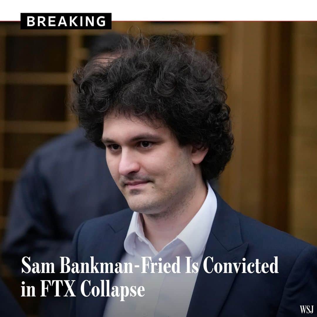 Wall Street Journalのインスタグラム：「FTX founder Sam Bankman-Fried was convicted of stealing billions of dollars from customers of the doomed crypto exchange, in what prosecutors called one of the biggest financial frauds in U.S. history.⁠ ⁠ The verdict, delivered by a New York federal jury, capped the stunning fall of the onetime crypto king, whose shaggy-haired boy-genius persona helped catapult FTX into a powerhouse trading platform that sponsored sports teams and ran glitzy ads featuring football great Tom Brady, model Gisele Bündchen and comedian Larry David. ⁠ The crypto exchange abruptly crashed a year ago, with customers losing billions of dollars. Bankman-Fried, 31, was indicted in December 2022 and agreed to leave his home in the Bahamas to face an array of fraud charges. Near the end of the monthlong trial, Bankman-Fried took the risky move of testifying in his own defense.⁠ ⁠ Read more at the link in our bio.  Photo: Seth Wenig/AP」