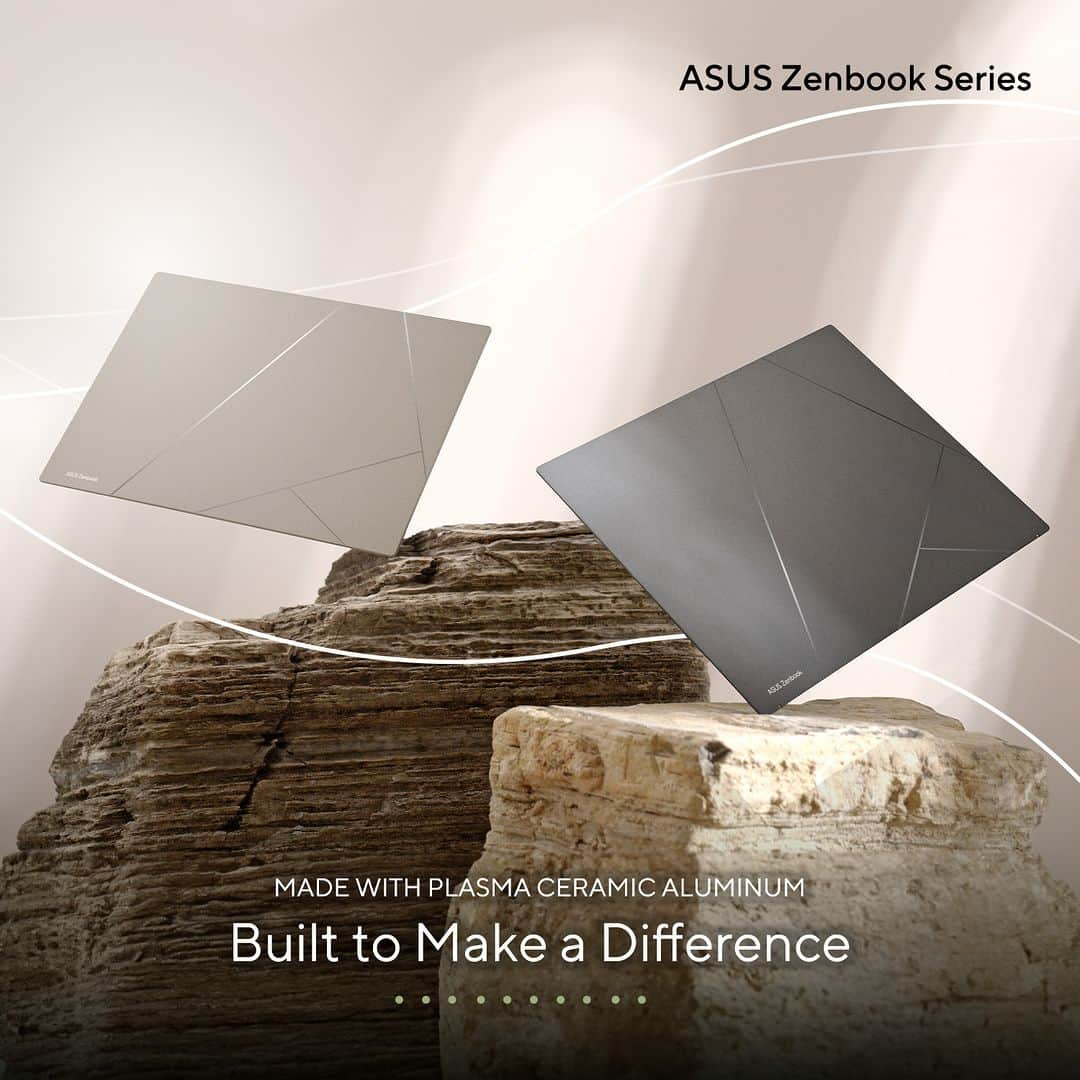 ASUSのインスタグラム：「Embrace innovation and sustainability with the ASUS #ZenBook Series! 🌟✨ Experience the future of computing, where cutting-edge technology meets eco-conscious design. 🌍💻 Say hello to plasma ceramic aluminum - not only is it stunning, but it's also 100% recyclable.  #insearchofincredible #ASUS #plasmaceramicaluminum」