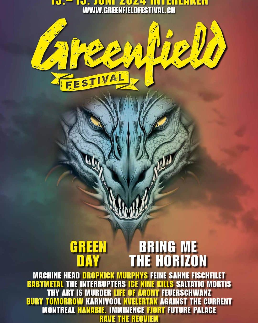 のインスタグラム：「BABYMETAL will perform at "Greenfield Festival" in June 2024!!🐉 https://www.greenfieldfestival.ch/  #BABYMETAL @greenfieldfestival」
