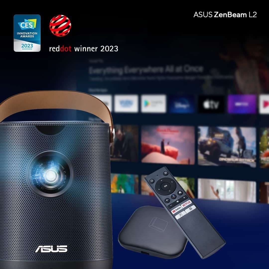 ASUSのインスタグラム：「Ready to binge-watch 24/7? 😉 ⁣ ⁣ With the #ASUS #ZenBeamL2, entertainment is available right at your fingertips! Enjoy a free Android TV box and preloaded Netflix feature!🎬 🍿⁣ ⁣ Join our #giveaway to win a #LED #PortableProjector! https://asus.click/FindYourZen ⁣ ⁣ #FindYourZenWithASUS⁣」