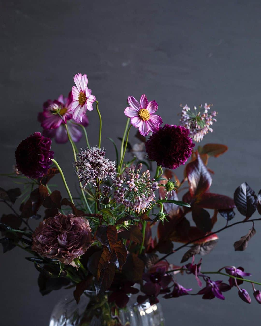 増田由希子さんのインスタグラム写真 - (増田由希子Instagram)「Autumnal floral arrangement 🍂 #autumnflowers #cosmos  #holmegaard #primulavase  🍁晩秋の花あわせ  #教室の花 #NHK文化センター青山教室今月の花  #ホルムガード」11月3日 22時09分 - nonihana_