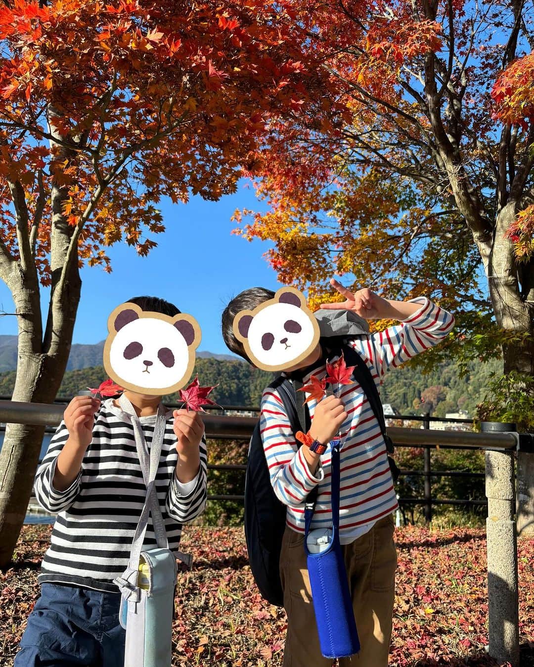 魚住咲恵さんのインスタグラム写真 - (魚住咲恵Instagram)「お天気良いし、どっか行こうか！ って、思いつきで家を飛び出し、電車に乗ってからの作戦会議。 特急に乗りたい‼️ その願望ひとつで、“かいじ”に乗ることを決め、 たどり着いたのは、河口湖。 11月とは思えない暖かな日差しに、真っ赤に色づいたもみじの葉っぱがキラキラ光ります。 遠くには、3日前に降った雪で、うっすらと雪化粧した富士山を臨む…  さっき決めた旅とは思えない、満足度（笑）  先週からちょうど、もみじ祭りも始まったようで、今、河口湖オススメです✌️  帰りも、長男の乗りたい“富士回遊”という特急に乗り、成田エクスプレスに、あずさ、1日に数本しか運行していないレアな電車を発見したり…ラッキーがいっぱい✌️無事に家に帰れて、ホッとしていると、 長男が「ママ、今日は素敵な旅行に連れて行ってくれて、ありがとう😄」って。 それにつられて、次男も「ママ、ありがとう😊」  こんなことが、言えるようになったんだ…🥲 ついウルッときたので、思いっきり、2人を抱きしめました♡ ワンオペだと、トイレひとつとっても、大変。どちらかは、何かしらを我慢しないといけないし。私も余裕が無くて、優しさに欠けることが多々ある でも、このワンオペの旅をする度に、本当ーーーに長男も次男もたくましく、優しくなるのよ。 ワンオペで、余裕がない私の姿を晒す度に、頼もしくなってくれるんだよね。 今回も、長男にも、次男にも、たくさん助けてもらって、『ありがとう』はママの言葉なんだ、本当は。  と、同時にまた大切なことも見えてきた。 パパがいると、つい抱っこしてもらって、買いたいもの買ってもらって、意見が分かれたら、二手に分かれればいい。我慢の無い、なんでも手に入る旅ができる。 子どもたちには、それにも“ありがとう”って気づいてもらえるように伝えていかなきゃ！今度はそこかな😆  ありがとうって、嬉しい言葉 あるって、幸せ。 あれもある、これもある  あぁ、幸せ😍  #ワンオペ旅行  #成長の旅 #男の子兄弟  #ありがとう #魚住咲恵」11月3日 22時13分 - sakie_uozumi.official