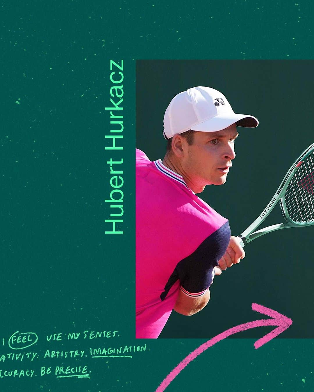 フベルト・フルカチュのインスタグラム：「🎤On-court with @hubihurkacz   Enhance your play on-court, with precise feel and control. #PERCEPT #PerceiveControlCreate」