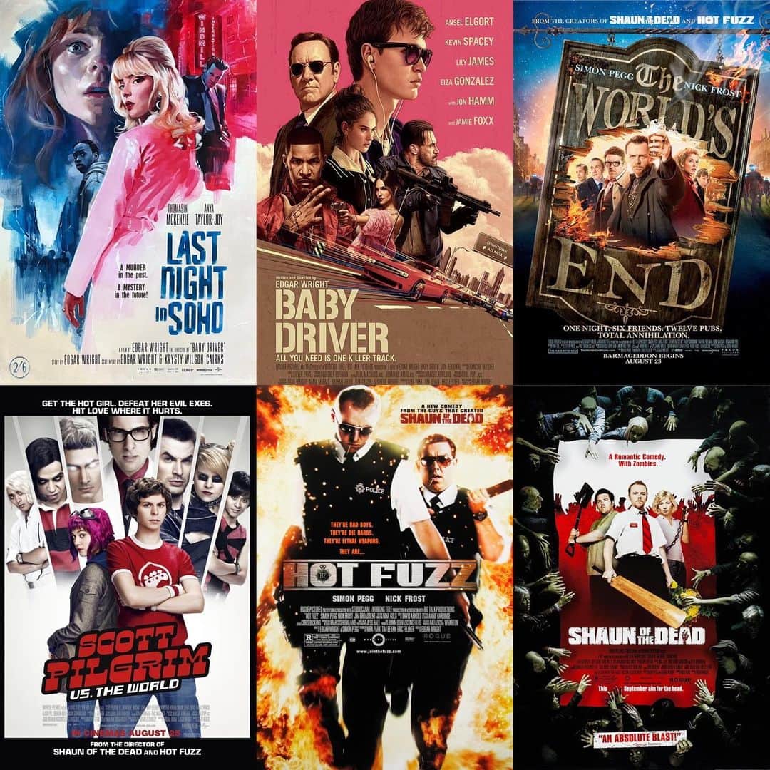 エドガー・ライトのインスタグラム：「UPDATE: SOLD OUT! Check for returns.   Hey UK! Can you watch these six films back to back*? I’ll be there to help you find out!  Behold, an all night marathon of my films as the good folks at @picturehouses have a mighty ALL NIGHTER  London’s fashionable @picturehousecentral Sat 18 Nov. All of their screens filled with exciting stuff. And I’m delighted to be hosting a programme of 6 of my films in the ‘Wright on Wright’ screen. Come and join us. It will be crazy…   Can YOU handle it? If so, I will see you there!   Link for tix in bio.  (*With snack, coffee and pee breaks, naturally)」