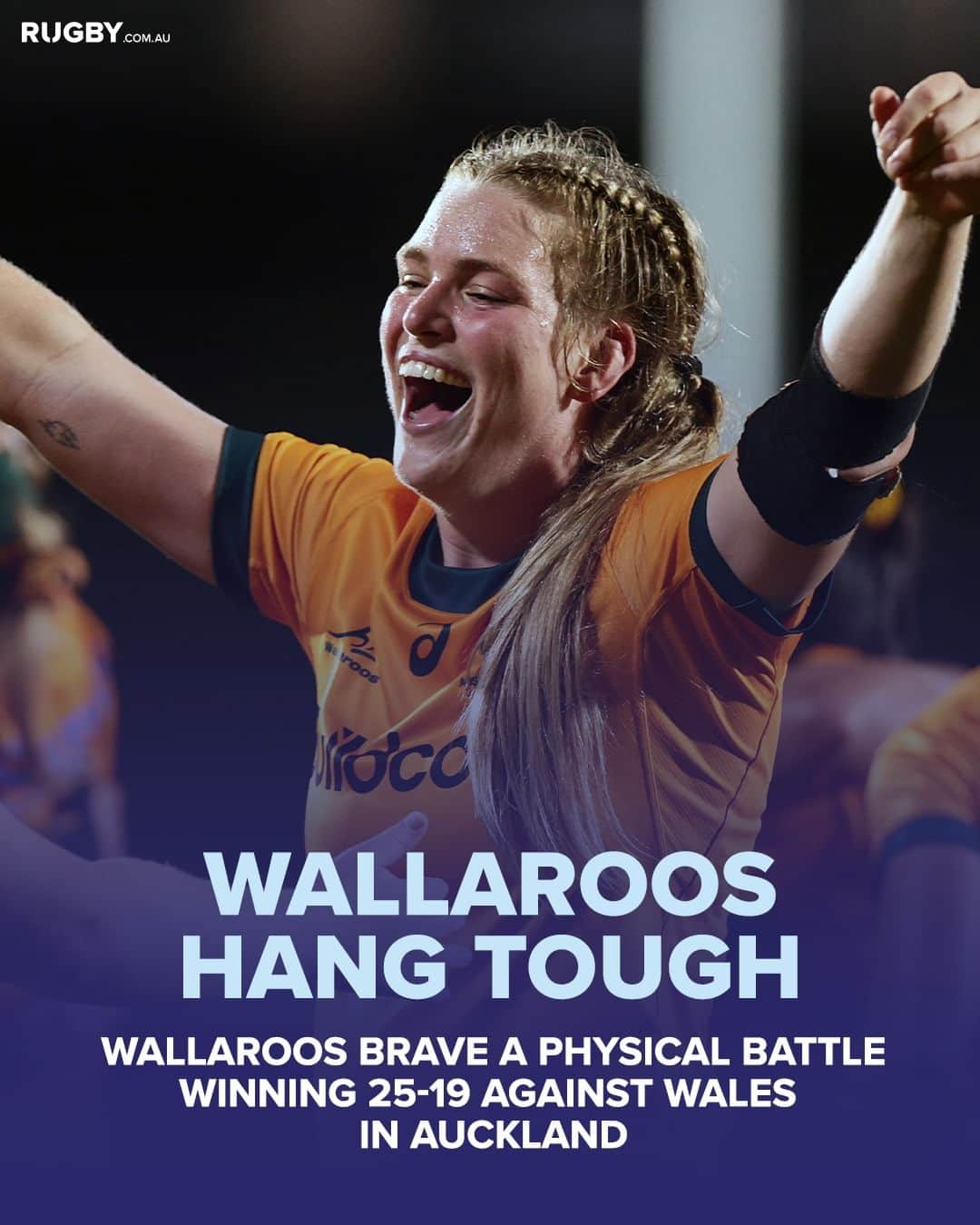 ラグビーオーストラリア代表のインスタグラム：「TOUGHED IT OUT!  @wallaroosrugby dig in to defeat Wales 25-19 over in Auckland.」