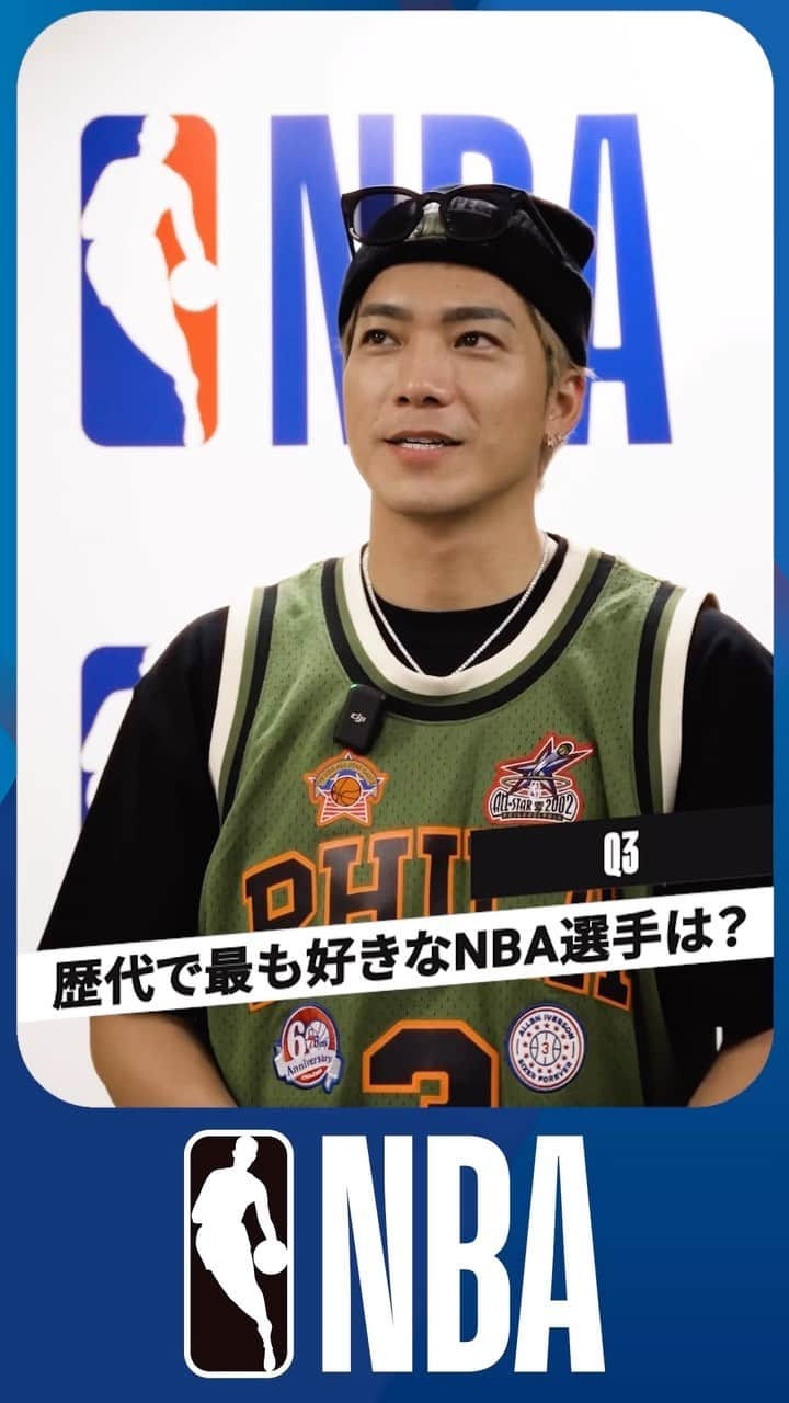 野替愁平のインスタグラム：「歴代で最も好きな選手はもちろんPHILA 3️⃣のあの人🎽😁 /／ 📣 #NBA一問一答  \＼ 挑戦者：#SWAY DOBERMAN INFINITY  #dobermaninfinity #friendsofnba  #KiaTipOff23 #NBAJPN」