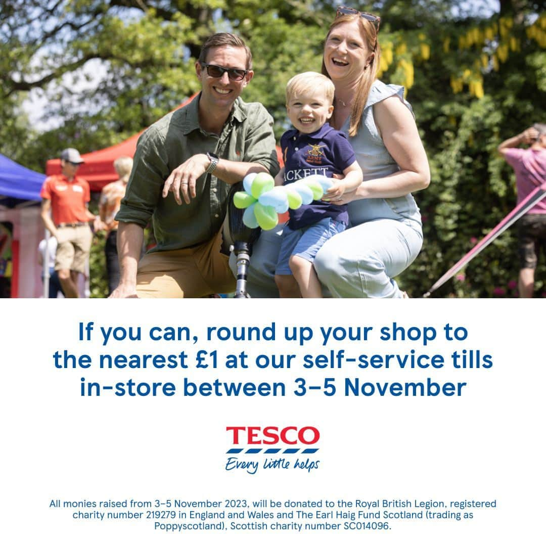 Tesco Food Officialのインスタグラム：「Your donation to the #PoppyAppeal will help to deliver vital, life-changing support to the Armed Forces community all year round. Because right now, #EveryLittleHelps. Find out more at @royalbritishlegion or @poppyscotland」