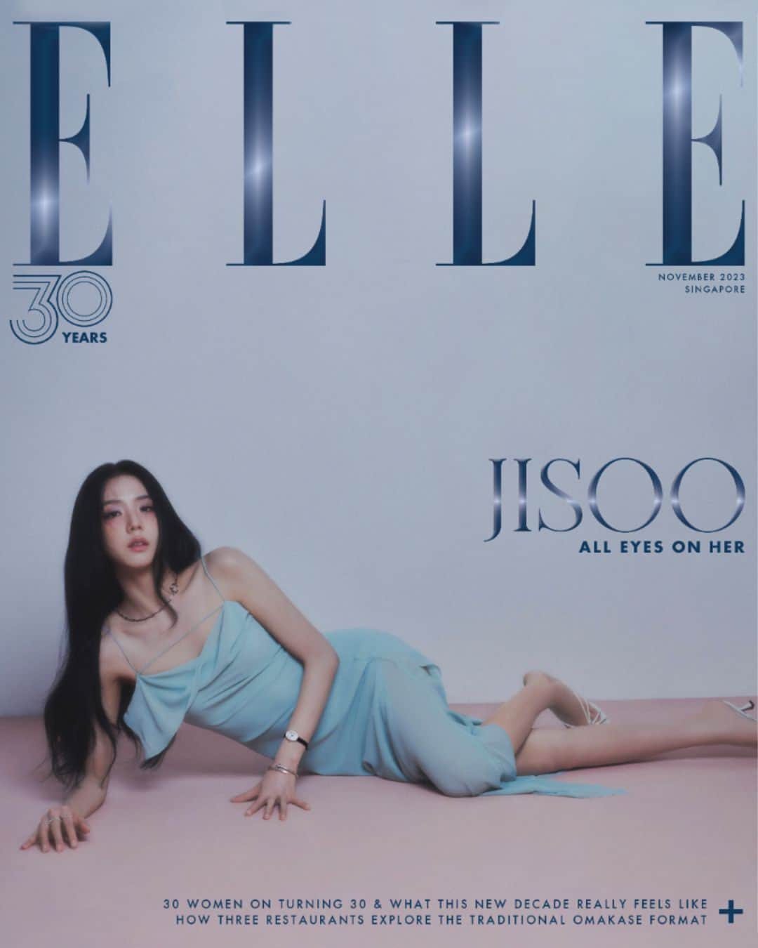 Acne Studiosのインスタグラム：「Blackpink #Jisoo (@Sooyaaa__) wears #AcneStudios FW23 ruffled dress on the cover of @ElleSingapore.⁣ ⁣ #AcnePeople⁣ ⁣ Photographer: @GoWonTae⁣ Stylist: #LeeYunMi (@Stylist_eel)⁣ Editor: @CarolSuganda⁣ Fashion Director: #JenineOh (@Ojnjenine)」