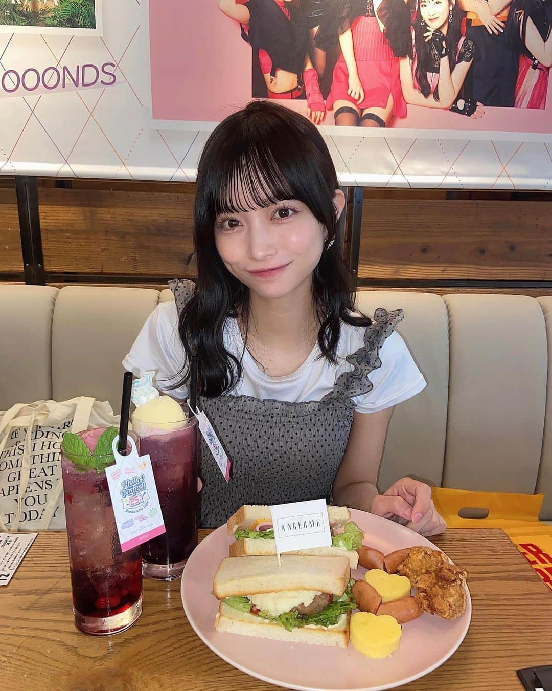 桜木ことのインスタグラム：「🧃🥪🍽️ ⁡ ⁡ ⁡ ハロプロコラボカフェ☺︎ 幸せ空間！🫶」