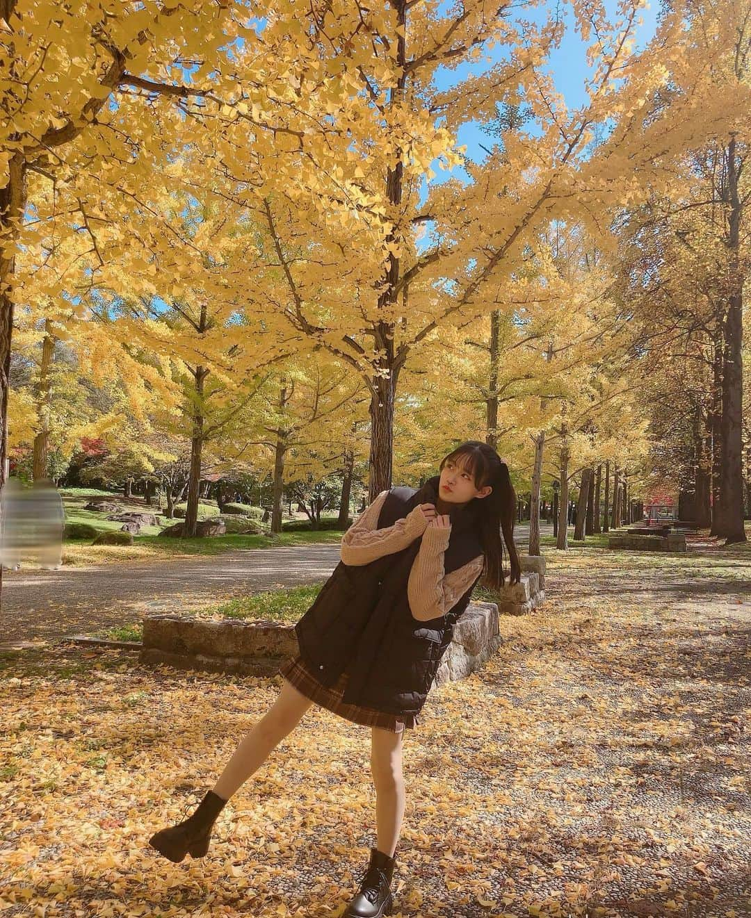 青山姫乃のインスタグラム：「・ 皆さんこんにちは！ヒメノです👑🧡  今年も紅葉見に行ってきました🍁  気づいた人いるかなー？ ヒメノが初めて投稿した写真と同じ場所なの🤭  この後ぎんなん踏みました…  #ニコラ #nicola#ニコラ12月号発売中 #ニコラ12月号 #ニコモ #青山姫乃 #ヒメノ #紅葉 #ぎんなん」