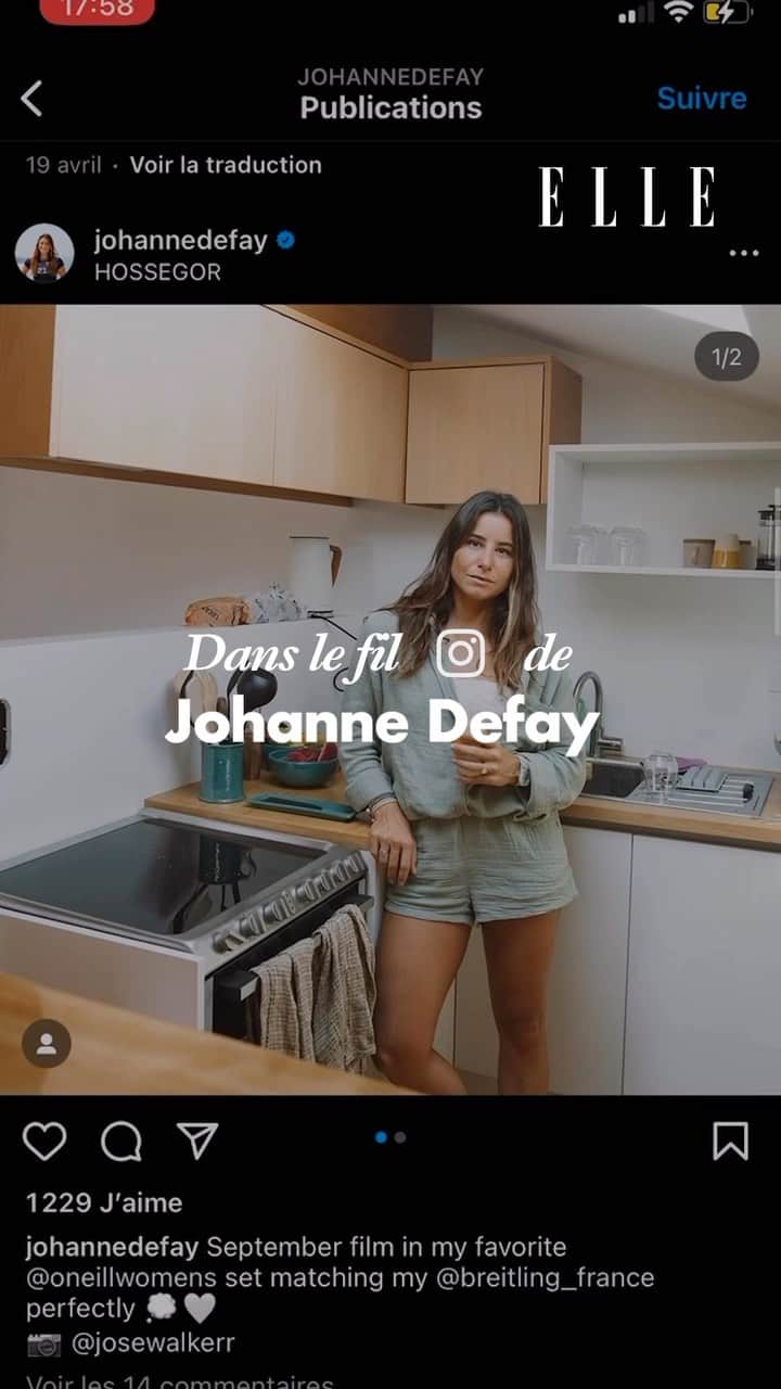 ジョアン・ディファイのインスタグラム：「Johanne Defay, meilleure surfeuse française de l’histoire et solide espoir de médaille, fait partie des 13 championnes en lice que ELLE a décidé de soutenir. Membre de la team ELLE, Johanne ouvre notre série de portraits à paraître dans le magazine et en vidéos.  Plongez ici dans son fil Instagram pour apprendre à la connaître, et pour en savoir plus sur notre championne de surf, cliquez sur le lien en bio.  #JO2024 #TEAMELLE #sport #surf #ellefrance #ellemagazine」