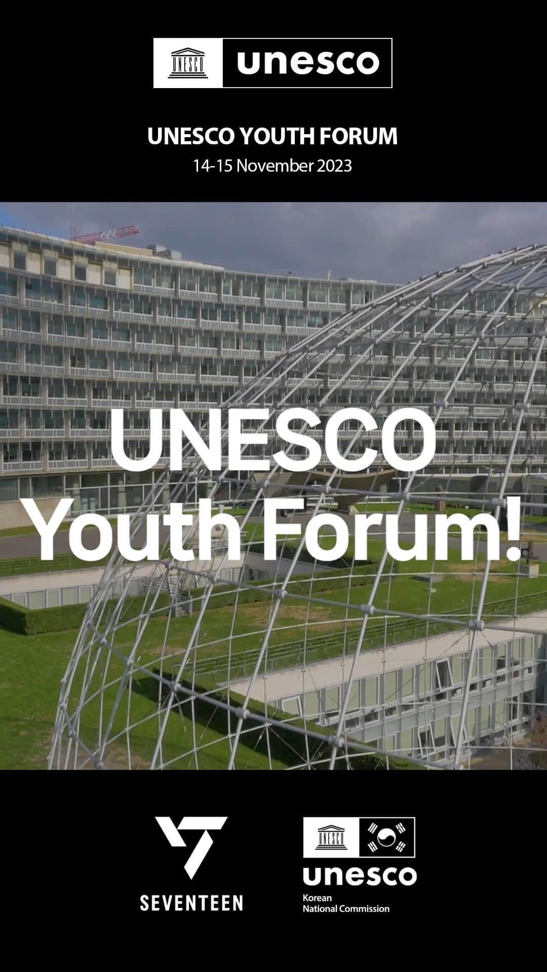 SEVENTEENのインスタグラム：「K-pop band, @saythename_17, will be joining the 13th Edition of the @unesco Youth Forum! This year, the Youth Forum will tackle the crucial theme of societal impacts of climate change and the need to achieve an equitable climate transition. It is another milestone in youth solidarity with the special participation of SEVENTEEN!  📅 Save the Date: 14 November 2023 📍Location: UNESCO Headquarters, Paris, France.  #SEVENTEEN #unescoGC」