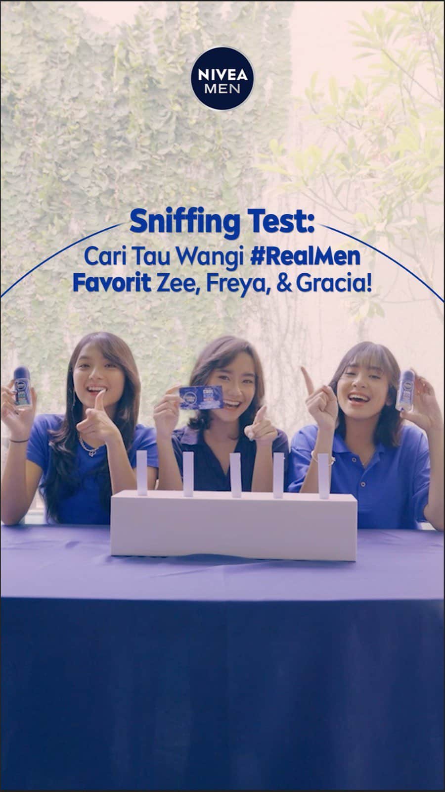 のインスタグラム：「Ternyata ketemu juga nih wangi #RealMen favorit Zee, Freya, dan Gracia! 🙌🏼  Ada NIVEA MEN Deo Cool Kick Cool Blue dengan wangi sejuk menyegarkan, NIVEA MEN Deo Cool Kick Freezy Green dengan wangi manis menyegarkan, & NIVEA MEN Deo Cool Kick Sachet dengan wangi sejuk & sensasi dinginnya siap bantu #RealMen buat #MerdekadariBauBadan!   Beli sekarang di Alfamart & Indomaret terdekat, Men!」