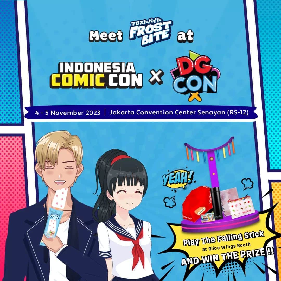 Glico Wingsのインスタグラム：「Makan es krim Jepang berdua sama kamu di balkon, Jangan lupa mampir ke booth Glico Wings di Indonesia Comic Con! CUWITSS~ 😚  Akan ada banyak games, cosplayer, & promo menarik special untuk kamu! 😀  Catat tanggalnya! Mulai dari tanggal 4 - 5 November 2023, di Jakarta Convention Center (JCC) Senayan di booth RS-12 ya! #FrostbiteBikinCuwitssICC  #FrostbiteCoconutShake #DariCuaksJadiCuwitss #EsKrimJepangNowRasaWow #GlicoWings」