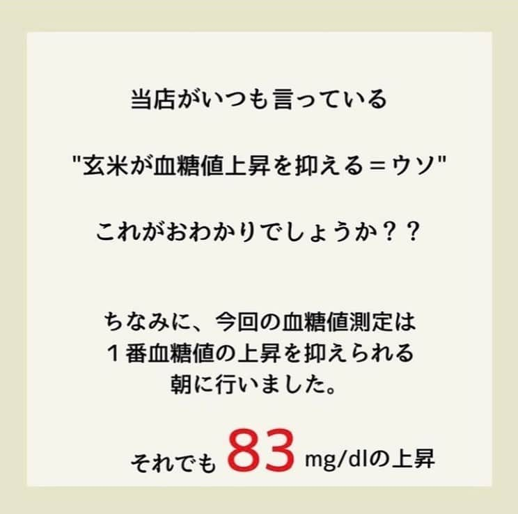 糖質制限ドットコムさんのインスタグラム写真 - (糖質制限ドットコムInstagram)「日本初の糖質制限食品専門店が教える豆知識✨  💡"玄米が糖尿病にイイ"のウソを暴く！💡  先日、糖尿病専門医の方が「糖尿病お役立ち情報」と題して、  「玄米は食物繊維が多くておすすめ✨食後高血糖の予防になります💝」  なんてデタラメなことを配信していた話を書きました。  糖尿病治療をされてるドクターで、同じようなインスタ記事を上げてらっしゃるのを見つけました。  “「玄米で糖尿病を改善！？」”  いわく、  「玄米は、身体によいことは知っているかと思います。 ⁡ 糖尿病に対しても食物繊維が豊富に含まれるため、食後の血糖値の上昇を抑えられると考えられています。」  本当に、「玄米は食物繊維が多いから食後高血糖を予防する」のか？  実験してみました。  被験者　あらてつ　境界型糖尿病　服薬なし 玄米160g摂取 空腹時　　   92mg/dl 30分値　　 129mg/dl 60分値　　175mg/dl 90分値　　174mg/dl 120分値  　168mg/dl 150分値　  132mg/dl 180分値　  147mg/dl 最大上昇幅　83mg/dl  デッドラインの180mg/dl にはギリギリ届きませんでしたが、十分以上に高血糖で十分以上にグルコーススパイクを起こしてますね（笑）  ちなみに、今回の血糖測定は、朝に行いました。  境界型糖尿病の場合、明け方にインスリン分泌があるため、起床後6時間はそのインスリンの影響で低めの血糖上昇になります。  じゃあなんで朝に血糖測定を行ったのか？  上がるの分かってたからですよ。  結果の分かってる実験で血管傷めたくないですから（笑）  前回の投稿でも書いたこちら  「私が理事をしていた某病院でも、入院患者様が玄米食べたら、皆さん見事に食後血糖値が200mg/dl 越えられてました。」  です。  それに対してこのドクター、  「糖尿病に対しても食物繊維が豊富に含まれるため、食後の血糖値の上昇を抑えられると考えられています。」  自分で実証実験せずに、世間一般で言われてる「玄米は糖尿病に良い」を受け売りしてらっしゃるんでしょうね。  もう一回書きますね。  食物繊維は食後高血糖を予防しません。  それ以前に、糖尿病を発症した時点で、玄米なんか食べたら高血糖を起こしてしまいます。  こんな情報にダマサれないよう、皆さんくれぐれもお気をつけください。  #糖質制限 #糖質制限豆知識 #糖尿病 #糖尿病食 #ダイエット効果 #健康人生 #ダイエット食品 #糖質制限中 #糖尿病予備軍 #糖尿病の人と繋がりたい #糖尿病レシピ #糖尿病予防 #糖質制限食 #糖質制限ごはん #糖質制限生活 #血糖値を上げない食事 #健康サポート #健康が一番 #糖質制限ダイエット中 #糖尿病だけど食は美味しく楽しみたい #糖尿病糖質制限食 #健康にダイエット #健康でいたい #食事サポート #ロカボ飯 #糖尿病治療中 #糖質制限中でも食べれる #糖質制限ドットコム #低gi #玄米」11月3日 21時22分 - toushitsu_s