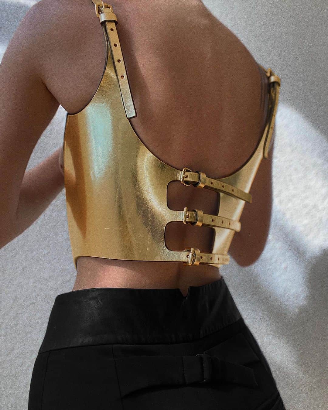 フリートイリヤのインスタグラム：「The Multi buckle Corset in Gold」