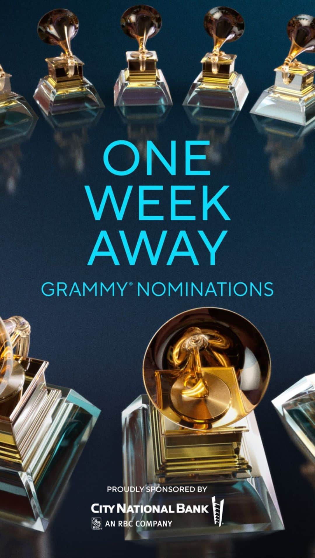 The GRAMMYsのインスタグラム：「🗓 One more week until we reveal the nominees for the 66th #GRAMMYs!  ✨ Tune in to live.GRAMMY.com on November 10 to watch the announcement.  🎶 GRAMMY Nominations Pre-Show: 10:45 am ET / 7:45 am PT 🎶 Nominations Livestream Event: 11 am ET / 8 am PT 🎶 GRAMMY Nominations Wrap-Up Show: 11:25 am ET / 8:25 am PT  Proudly sponsored by @CityNationalBank.」
