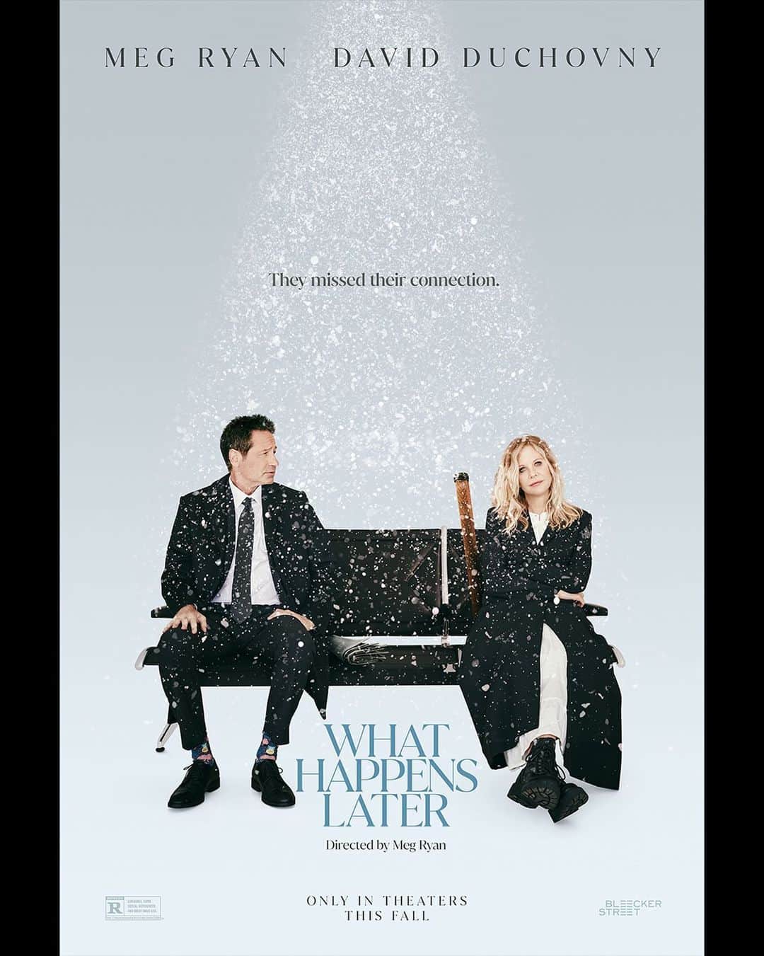 メグ・ライアンのインスタグラム：「In theaters now 🍿   @whathappenslatermovie @bleeckerstfilms @davidduchovny   **Please note: this film has secured an interim SAG-AFTRA agreement**」