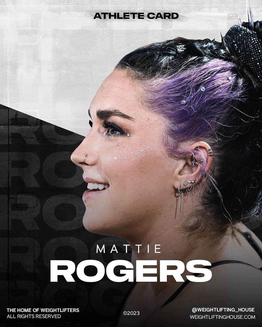 マッティ・ロジャーズのインスタグラム：「Athlete Card 🪪 | Mattie Rogers  @mattierogersoly is the most decorated woman in USA weightlifting history, with 13 medals at the World Championship (2015-2023) 🏆  Along with her Worlds medals, she is a 2x Pan American Champion, with a total of 20 additional Pan American senior medals 🥇🥈🥉  Mattie’s astonishing track record and consistency over her 9 year international career has made her one of the most recognisable athletes in our sport 🫡  Which incredible athlete do you want to see next? Comment 👇  🏋️‍♀️🏠🇺🇸  #weightliftinghouse」