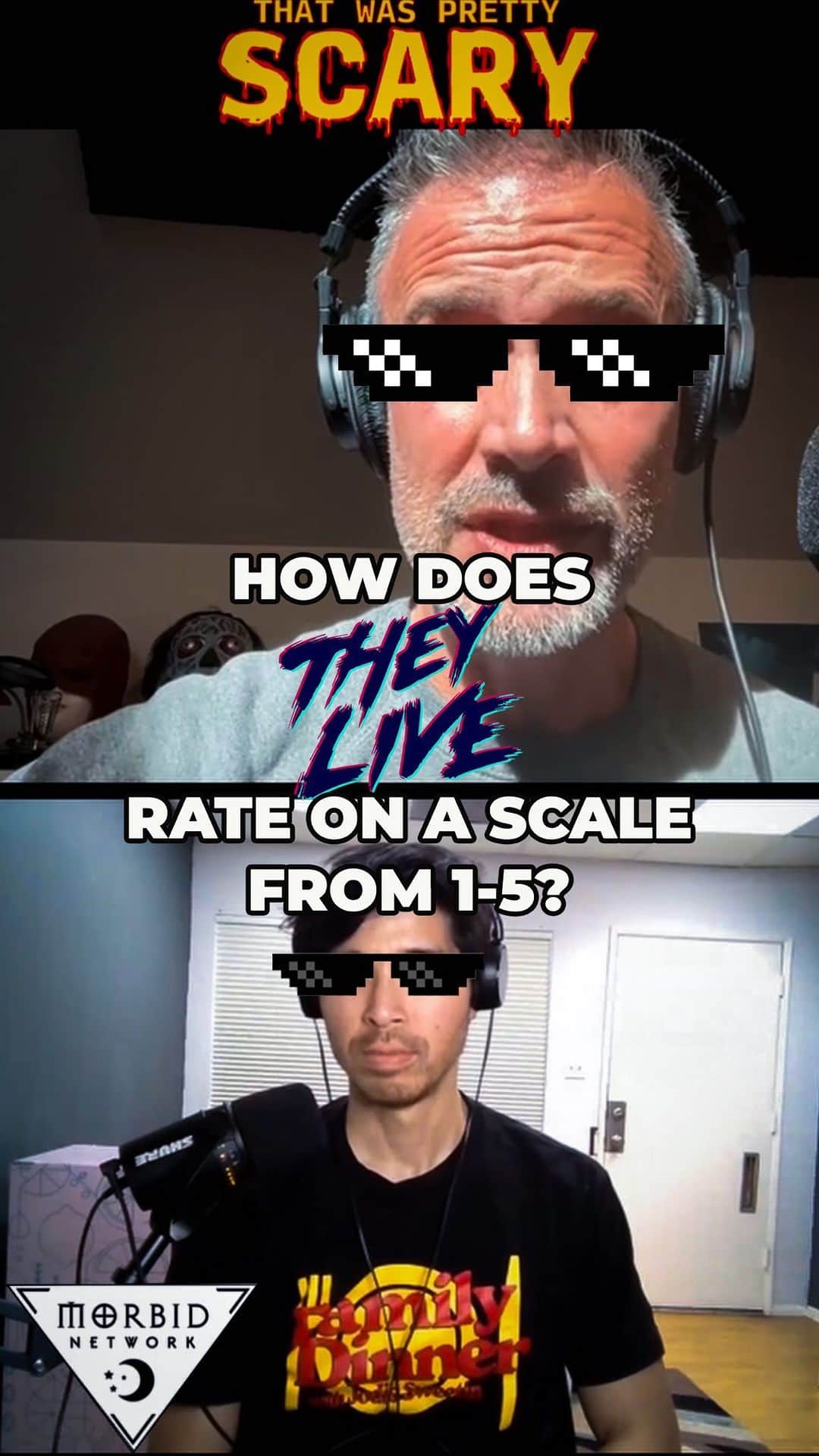 フレディ・プリンゼ・ジュニアのインスタグラム：「It’s time for RATINGS FRIDAY! We ran outta time but still gave our rankings and also announcing what’s coming atcha next week on TWPS! How many hooks would you give John Carpenter’s THEY LIVE? And are you excited for next weeks episode? ⬇️LET US KNOW IN THE COMMENTS!⬇️ . . . . . #thatwasprettyscary #twps #horror #podcast #friday」