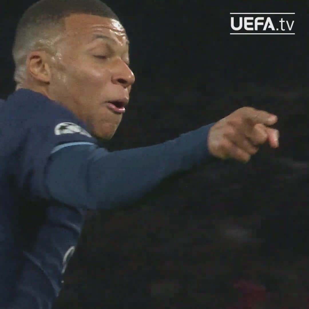 のインスタグラム：「Mbappé's trademark finish ™️  #UCL」