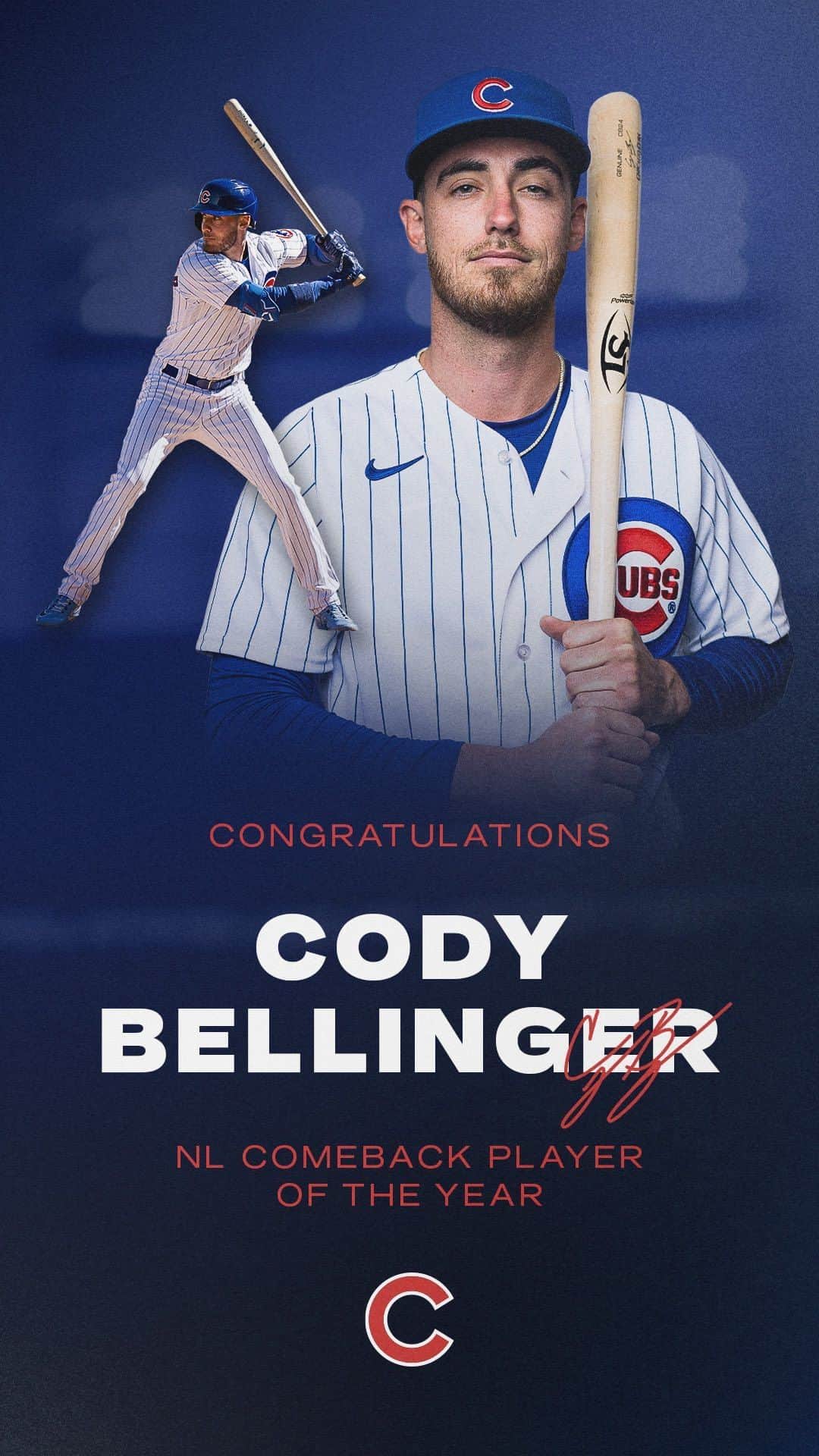 シカゴ・カブスのインスタグラム：「Belli bounce-back season: complete ✅  Congratulations to Cody Bellinger on being named the NL Comeback Player of the Year! #PlayersChoiceAwards」