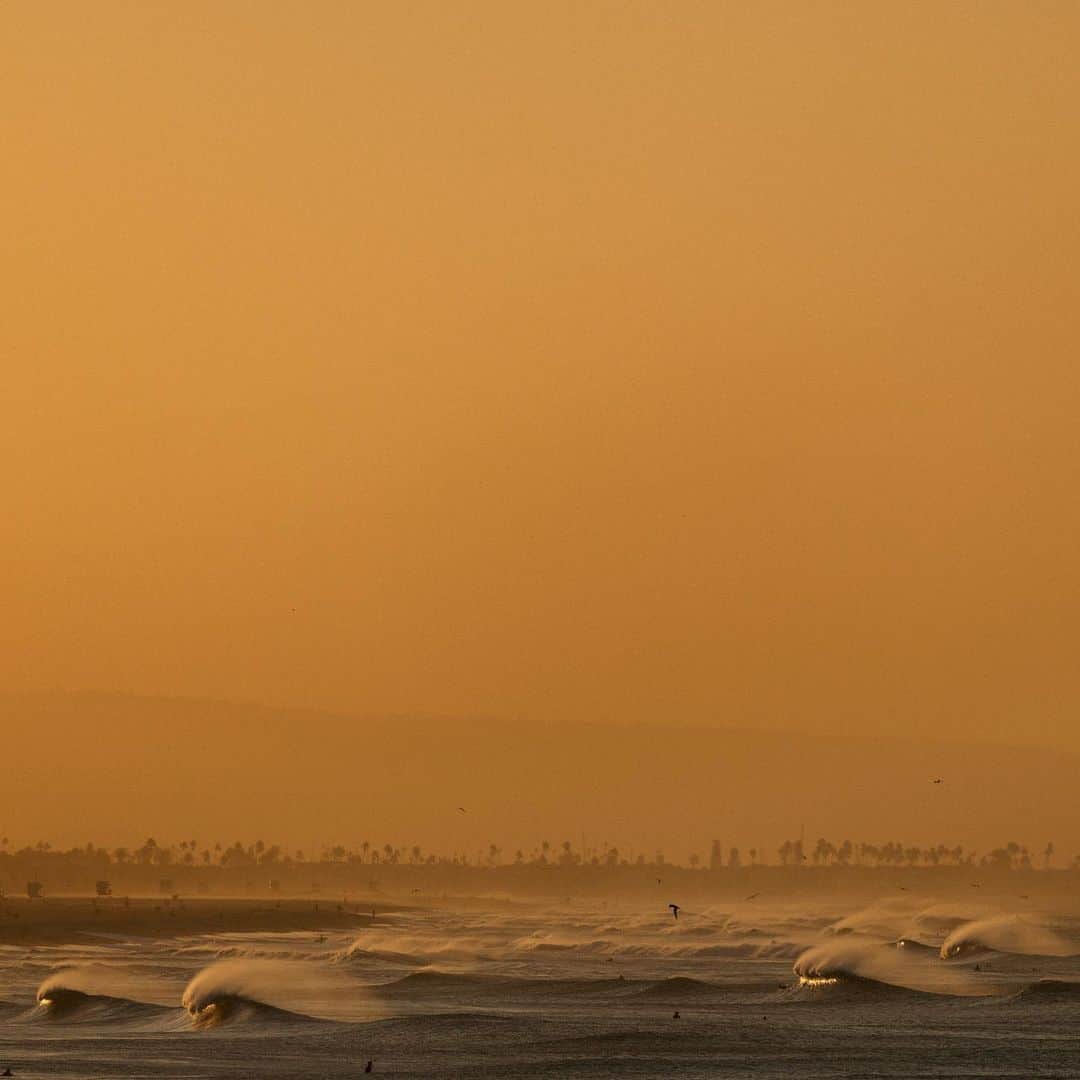 surflineのインスタグラム：「California goes off(shore.) Huntington Beach and the infamous Santa Ana winds.  #SwellStory now playing at the link in bio.  📸 @miahklein」
