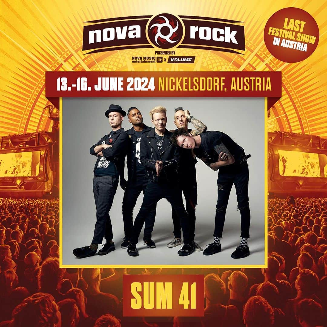 Sum 41さんのインスタグラム写真 - (Sum 41Instagram)「Hey Austria, we're coming back to @novarockfestival one last time! We'll see you on June 15, 2024 in Nickelsdorf. #NR24」11月4日 2時08分 - sum41