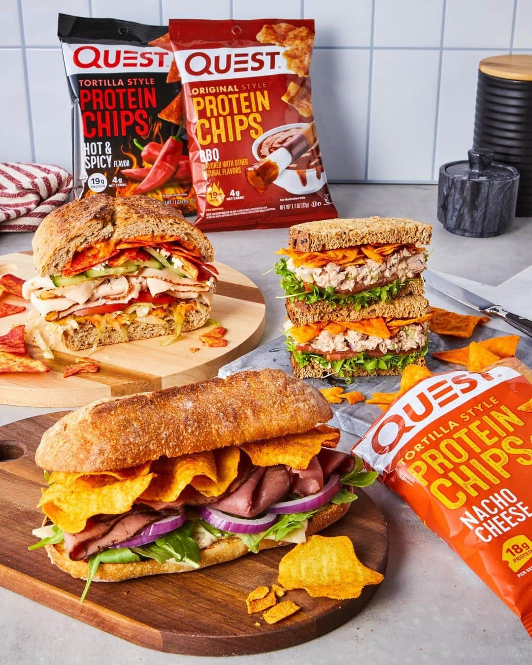 questnutritionさんのインスタグラム写真 - (questnutritionInstagram)「Have you ever tried #QuestChips in your sandwiches? If not, this is your sign to try it! 💪🥪🤌 #NationalSandwichDay #OnaQuest」11月4日 2時23分 - questnutrition