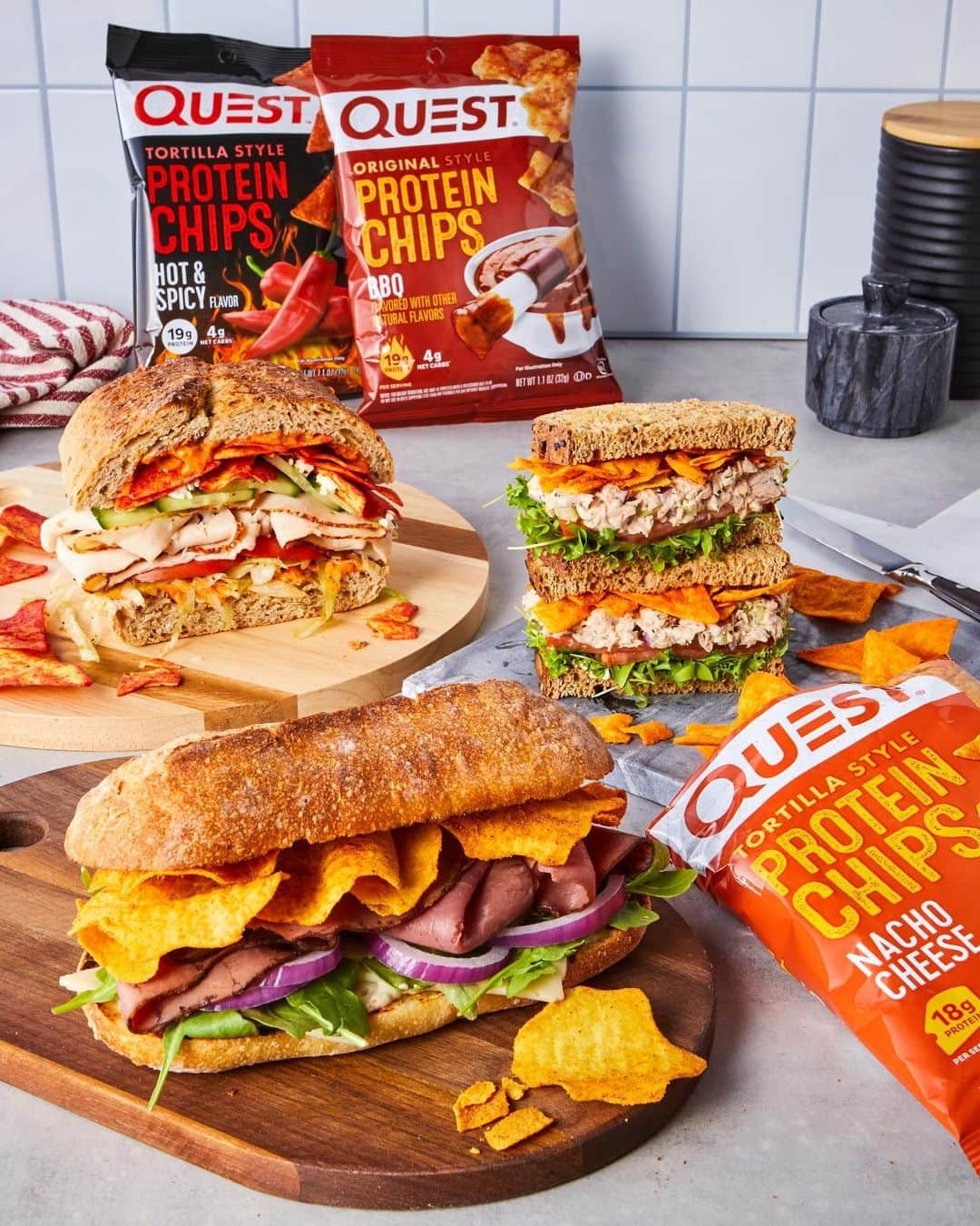 questnutritionのインスタグラム：「Have you ever tried #QuestChips in your sandwiches? If not, this is your sign to try it! 💪🥪🤌 #NationalSandwichDay #OnaQuest」