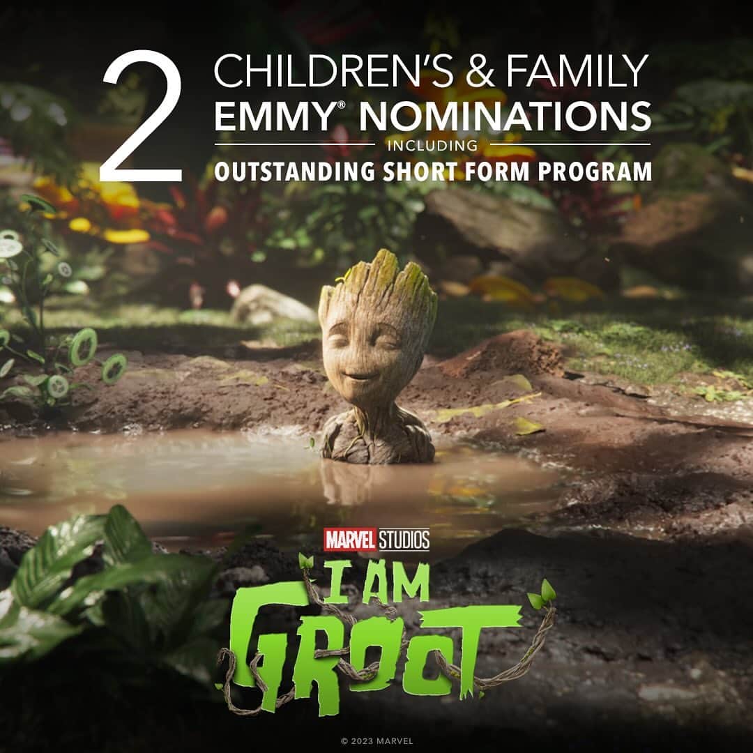 Marvel Entertainmentさんのインスタグラム写真 - (Marvel EntertainmentInstagram)「Congratulations to the cast and crew of Marvel Studios' #IAmGroot for their 2 Children's and Family Emmy® nominations, including Outstanding Short Form Program! #ChildrensEmmys」11月4日 2時16分 - marvel