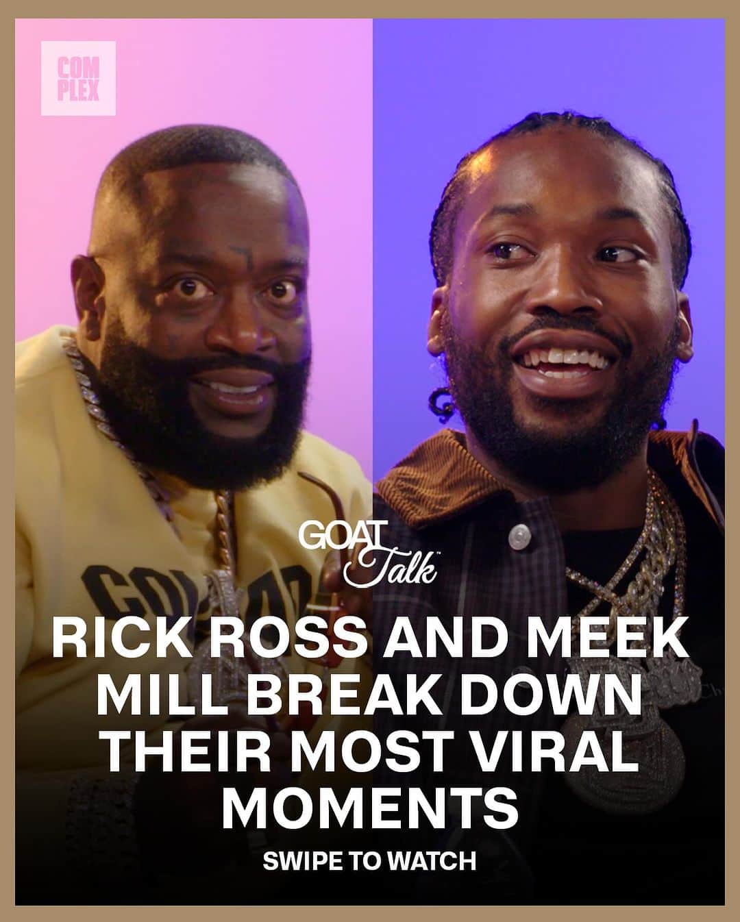 COMPLEXさんのインスタグラム写真 - (COMPLEXInstagram)「Two iconic moments 😂  LINK IN @complexmusic BIO for the full episode of GOAT Talk with @richforever and @meekmill 🔗」11月4日 2時30分 - complex
