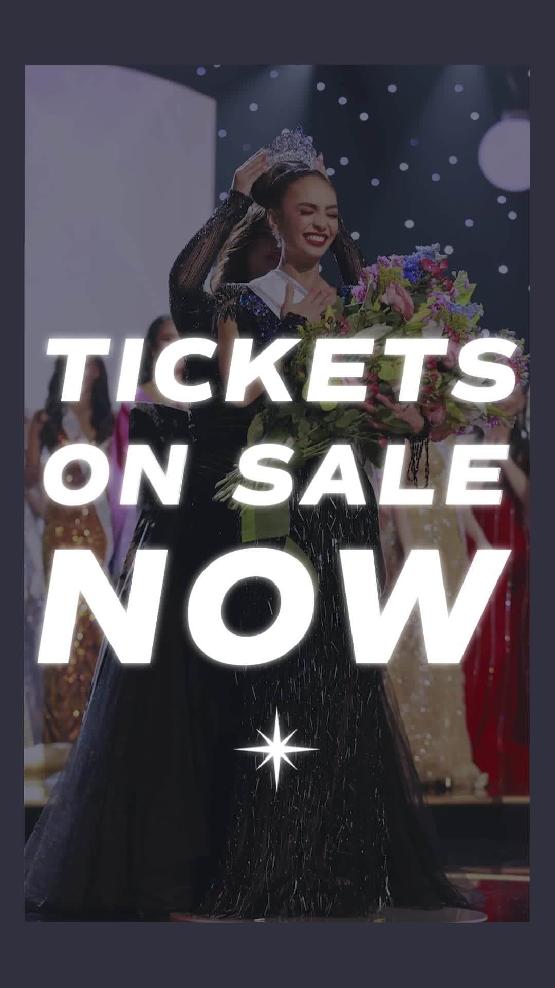 イリス・ミトゥネールのインスタグラム：「TICKETS COMING AT 1p CT! 🎟⁠ ⁠ Tickets to the 72nd MISS UNIVERSE Competition will be live this afternoon! Go to the LINK HERE to purchase: https://funcapital.com/ - they are sure to go fast!⁠  UPDATE: to claim your code after purchasing, close the page, log in again, and you’ll see your tickets!  ⁠ #72ndMISSUNIVERSE⁠」