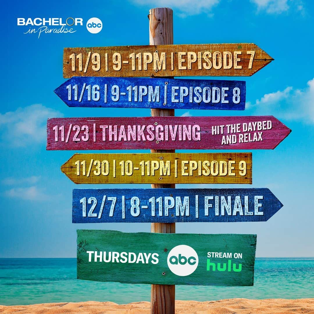 アメリカン・ブロードキャスティング・カンパニーのインスタグラム：「🗣 This is a public service announcement regarding the rest of the #BachelorInParadise season! Make your plans accordingly and tag a friend who needs to see this below!」