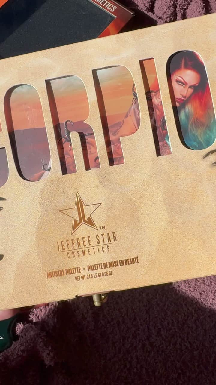 Jeffree Star Cosmeticsのインスタグラム：「IT’S FINALLY TIME! 🦂♏️ Introducing the #SCORPIO palette & collection!!!! 🧡 We are celebrating my birthday in the best way… This is my DREAM birthday palette!!! Inspired by the strongest Scorpio energy and ALL things “Jeffree Star” - This 24 pan palette trunk is one of a kind! 🦂 Also.. Including a new lipstick formula AND new shades of your fav formulas!!! 💖 The FULL reveal video will be on my channel SUNDAY morning!!! ✨©️ #jeffreestarapproved #jeffreestar #makeup #scorpiopalette  #jeffreestarcosmetics」