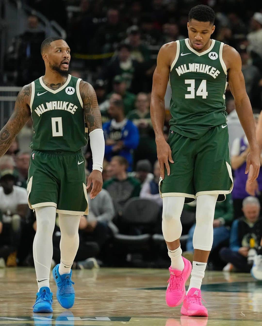 NBAのインスタグラム：「Dame & Giannis have clicked early for Milwaukee!  @bucks open up NBA In-Season Tournament Group Play hosting NYK • 7:30pm/et on ESPN.」