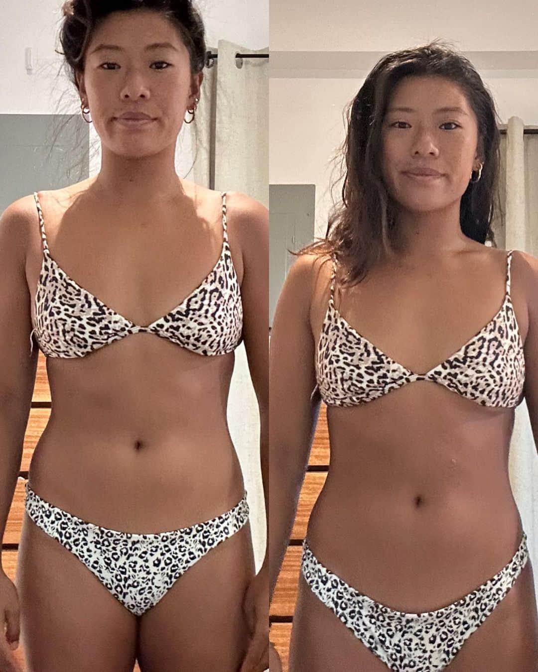 前田マヒナのインスタグラム：「Here’s my progress report.  Slide 1-3 Photos from the LEFT 10/13—-> RIGHT 11/2 4th photo from Feburary So the past month and a half I’ve been working with @fysiologik on my health. I know everyone tells me I look fine, etc. I’ve always been insecure with my body and I’ve always strive to be “leaner”. My goal with Dylan was to educate myself with what foods benefits me and finding the right balance.   As a Japanese woman I also had huge insecurities when it comes to body image. And not going to lie. People in Japan have come up to me and told me I look more fluffier than before. Which is odd when you train like a crazy person and eat half the amount compared to anybody at the dinner table.  I started off being 140-145 pounds and cut my weight to 135lbs right now. But lost 4 inches in my waist line.  Overall I’m proud to see a difference and I did this for myself not for others. Thank you @fysiologik for guiding me and educating me on something that I thought I already knew.  Can’t wait to see another month of progress 🫡」