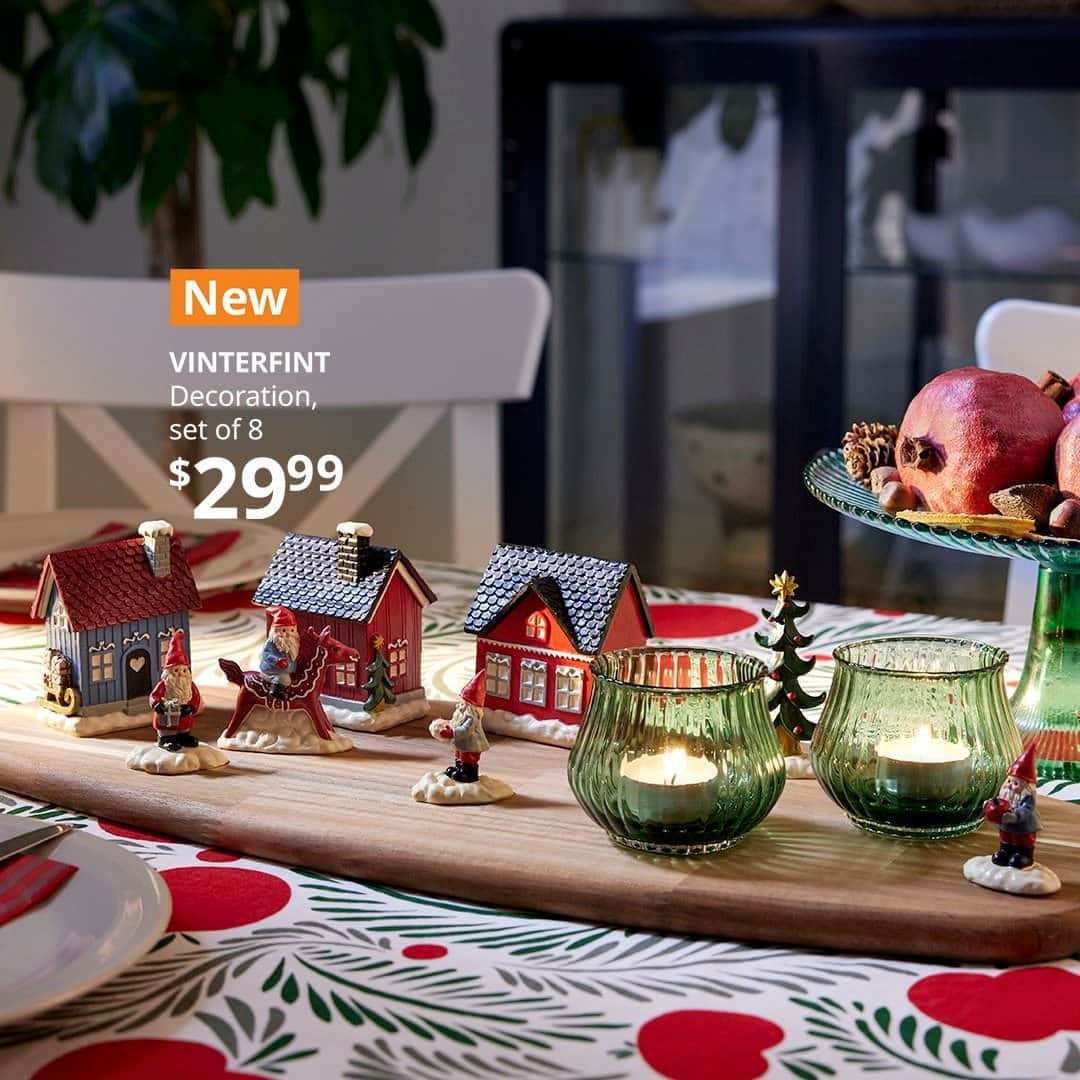 IKEA USAのインスタグラム：「The new VINTERFINT holiday collection is ho-ho-here! Find everything you need to go big for the holidays without going over your budget. Shop décor, seasonal serveware and so much more at link in bio!」