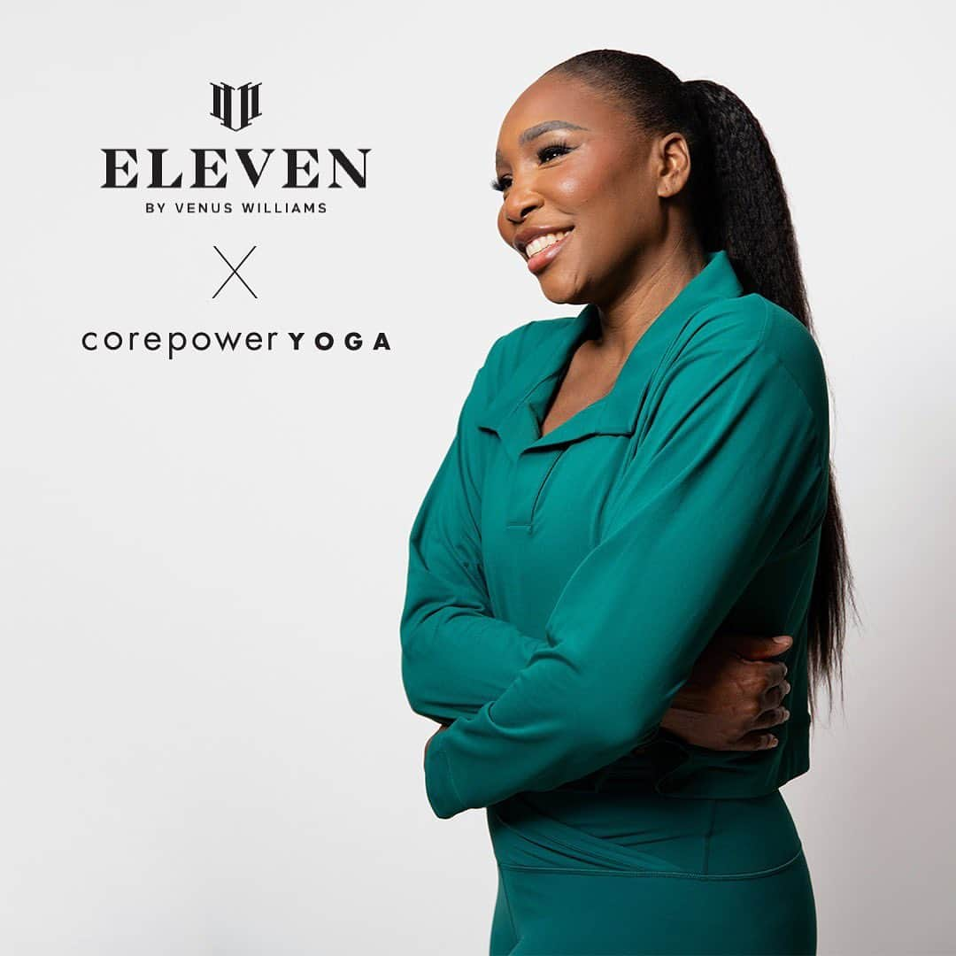 ビーナス・ウィリアムズのインスタグラム：「Introducing: EleVen by Venus Williams X CorePower Yoga ✨  We’re so excited to announce our collaboration with @elevenbyvenus! Our teams have worked together with @venuswilliams to bring you an exclusive capsule collection of 7 fashion-forward activewear styles to make you feel your most confident. Shop the EleVen by Venus Williams X @corepoweryoga collection now at the link in our bio and in select studios nationwide!」