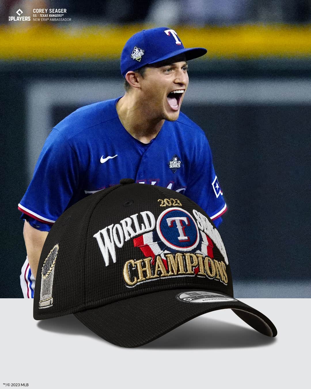 ニューエラ・キャップのインスタグラム：「@coreyseager5 and the @rangers know a little something about winning. 🏆   Shop the Official Cap of the World Series now.」