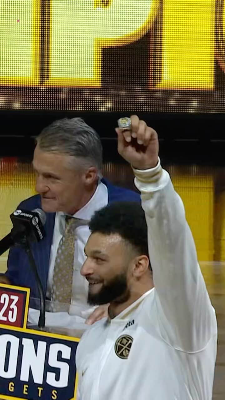 NBAのインスタグラム：「Jamal Murray was elated during the Nuggets’ ring night 🗣️  Can he add an #NBACup to his hardware collection? 🏆  Denver hosts Dallas (10:00pm/et, ESPN) in West Group B play of the first-ever NBA In-Season Tournament!」