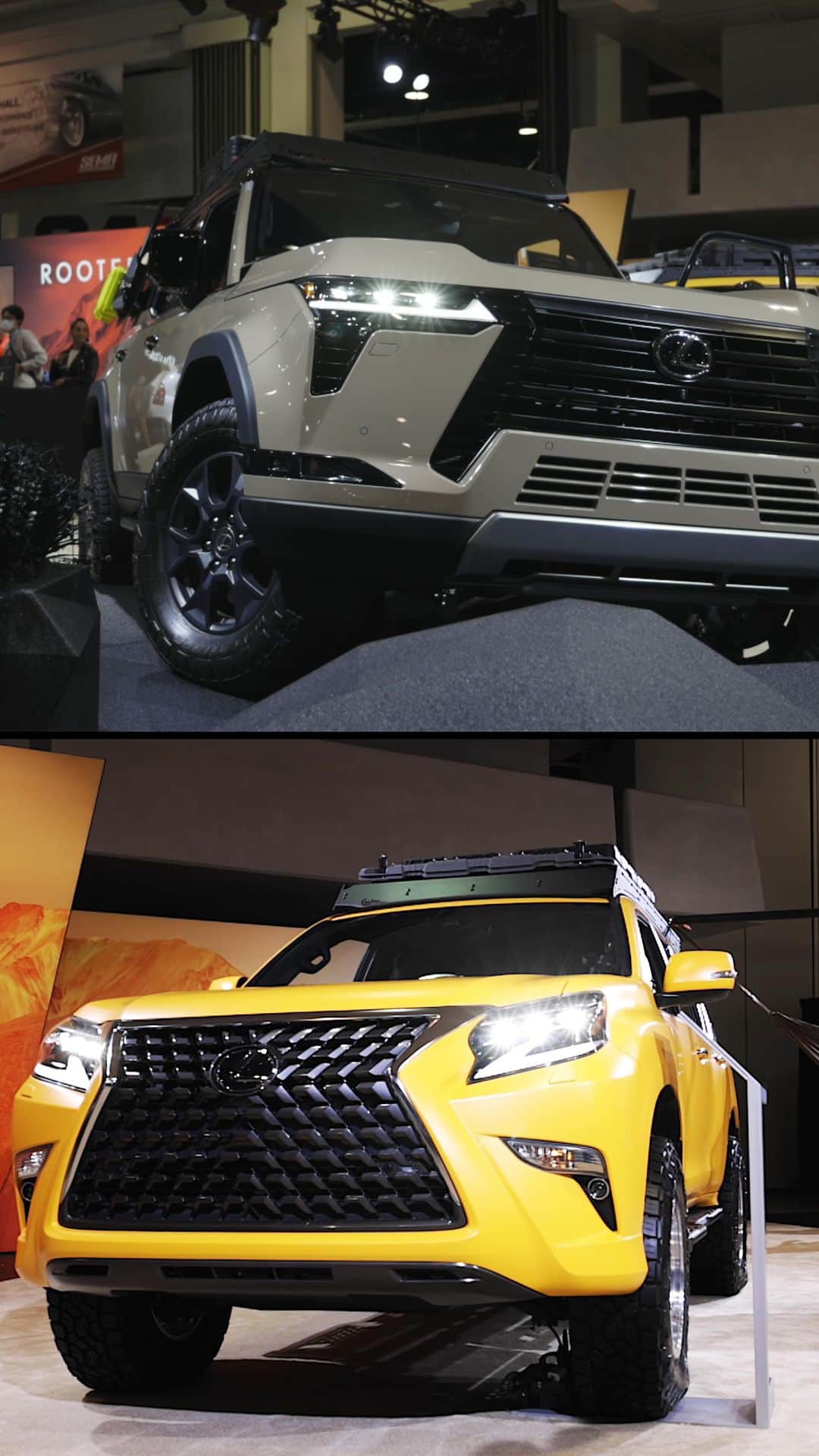 Lexus USAのインスタグラム：「Are you one to embrace modernity or tradition? Drop a 🚪if you’re a fan of the Barn Door on the current generation #LexusGX or a ⚡if you can’t wait to utilize the new Rear Power Liftgate on the all-new #LexusGX. But don’t forget the kick sensor for added convenience. #LexusSEMA #SEMA2023」