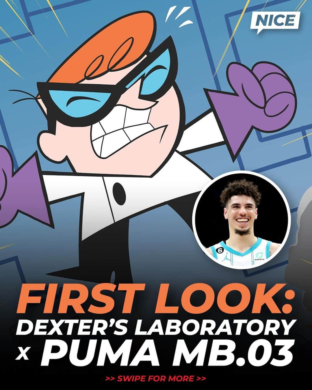 Nice Kicksのインスタグラム：「LaMelo and PUMA are diving into their nostalgia bag with a new Dexter’s Laboratory x Puma MB.03 collab 📺 🧪  📸: @snkr_flower」