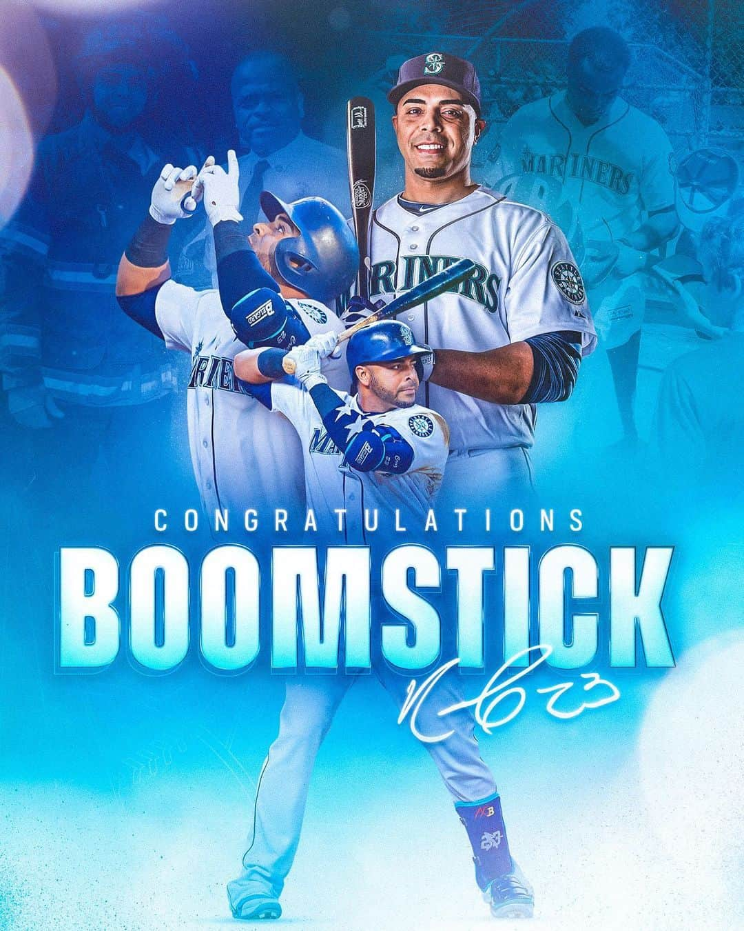 シアトル・マリナーズのインスタグラム：「BOOMSTICK!   Your passion on the field and your efforts to make the community a better place will always be remembered. All the best in retirement, @ncboomstick23! 💙」