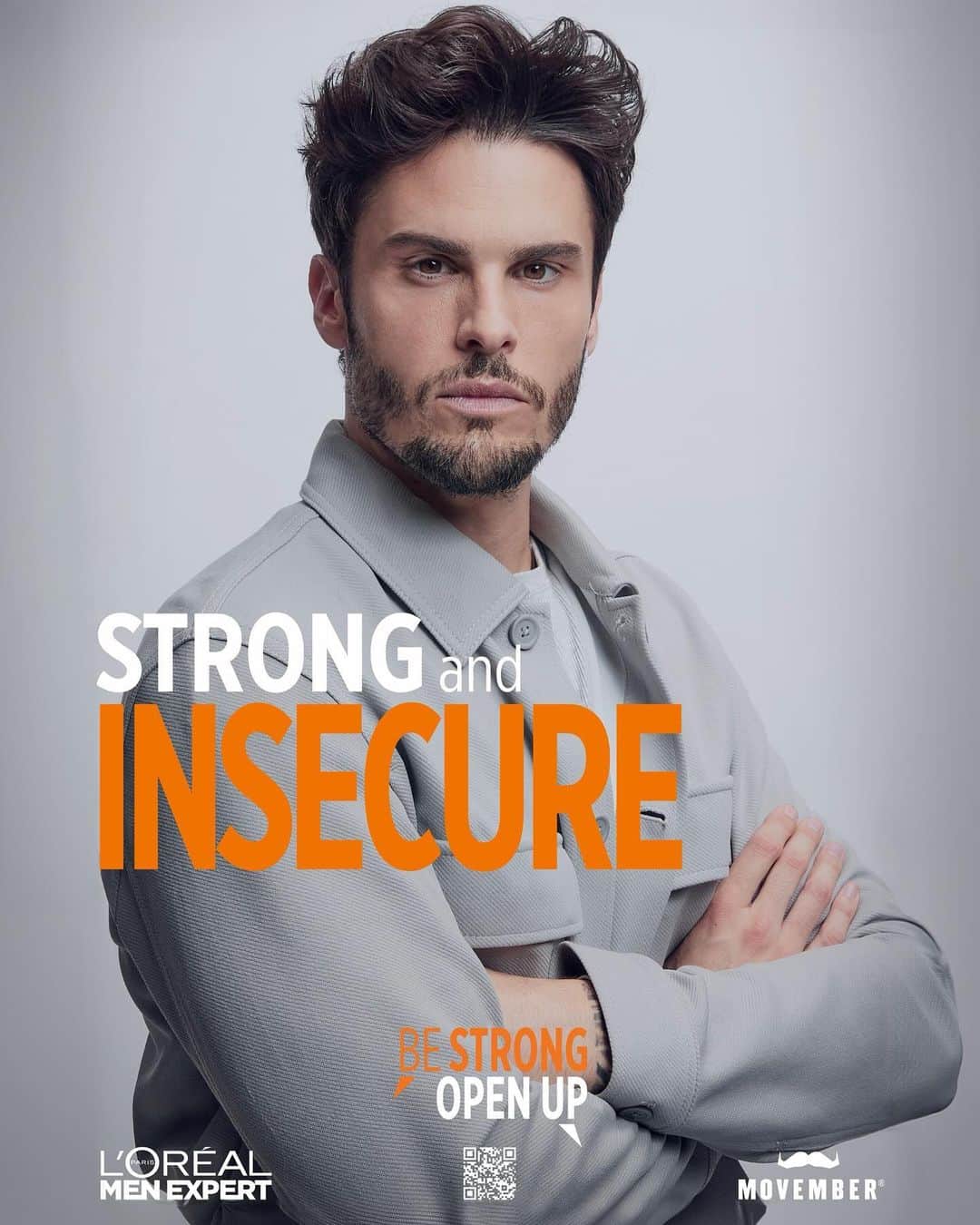 Baptiste Giabiconiのインスタグラム：「Be strong. Open up. Be strong, be insecure. At L'Oréal, we believe that strength comes in many forms.   We want to break the silence around men's mental health. We want to groom more than just beards. We want to encourage a culture of support. For 6 years running, L'Oréal Men Expert has proudly joined forces with @Movember to raise awareness of men's mental health.  This November, join us in this important mission. Grow your best moustache to grab attention and start important conversations. Let's encourage open conversations. Opening up to what’s on your mind can improve your mental fitness. So be strong, open up. 🧡 Learn more on movember.com  #movember  #bestrongopenup  #loreal #createthebeautythatmovestheworld」