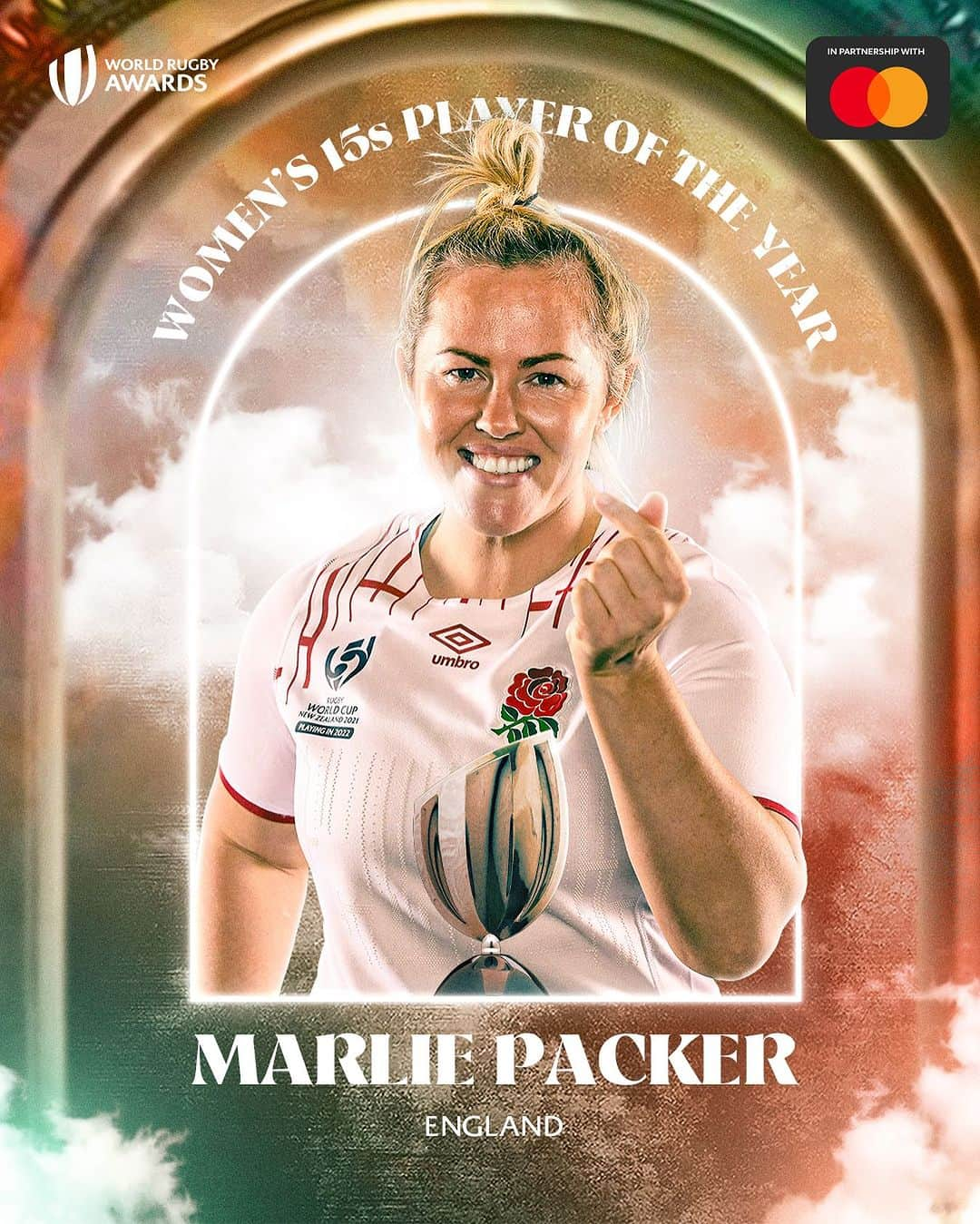 ワールドラグビーのインスタグラム：「Fearless leader. Formidable player.  Marlie Packer is the 2023 Women’s 15s Player of the Year in partnerships with @Mastercard  #WorldRugbyAwards」