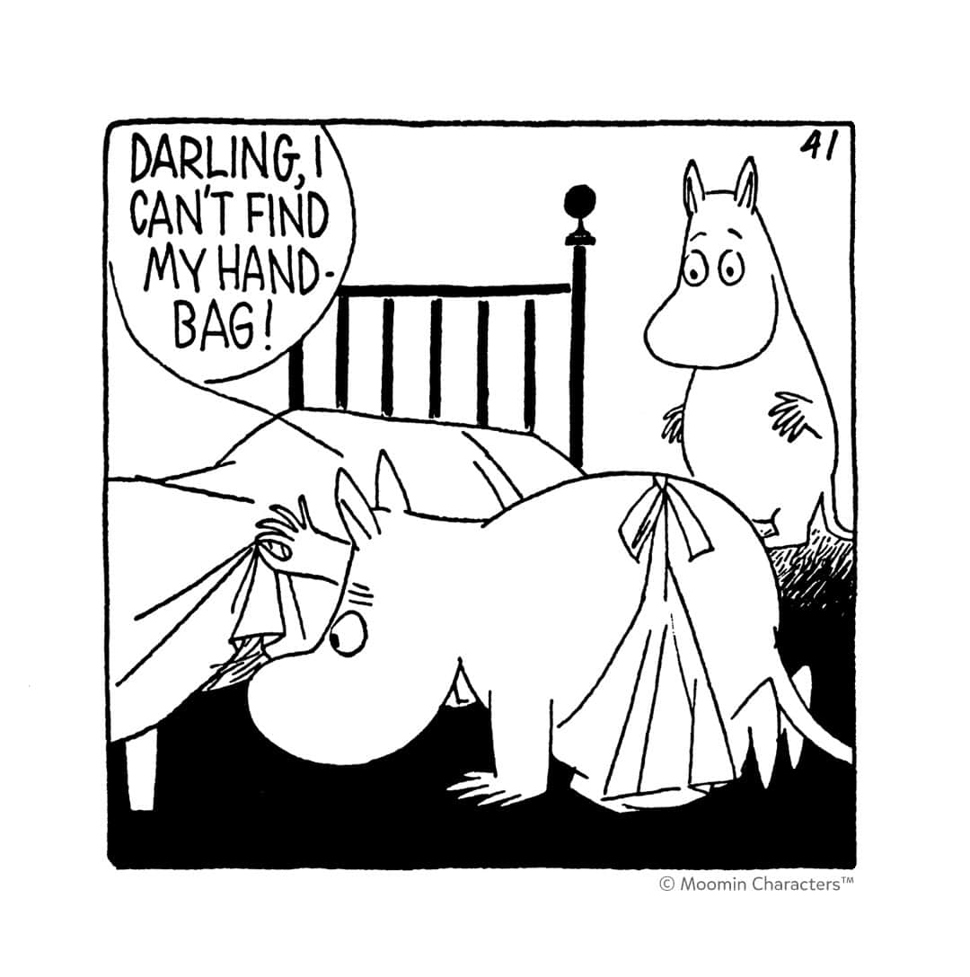 ムーミンのインスタグラム：「Moominmamma's handbag – it holds everything one might need! From snacks to secrets, it's got you covered. 🌂👜✨ What necessities do you carry in yours? 🤭  Have a Moominous day! ❤️ #moomin #moominofficial #moomincomics」