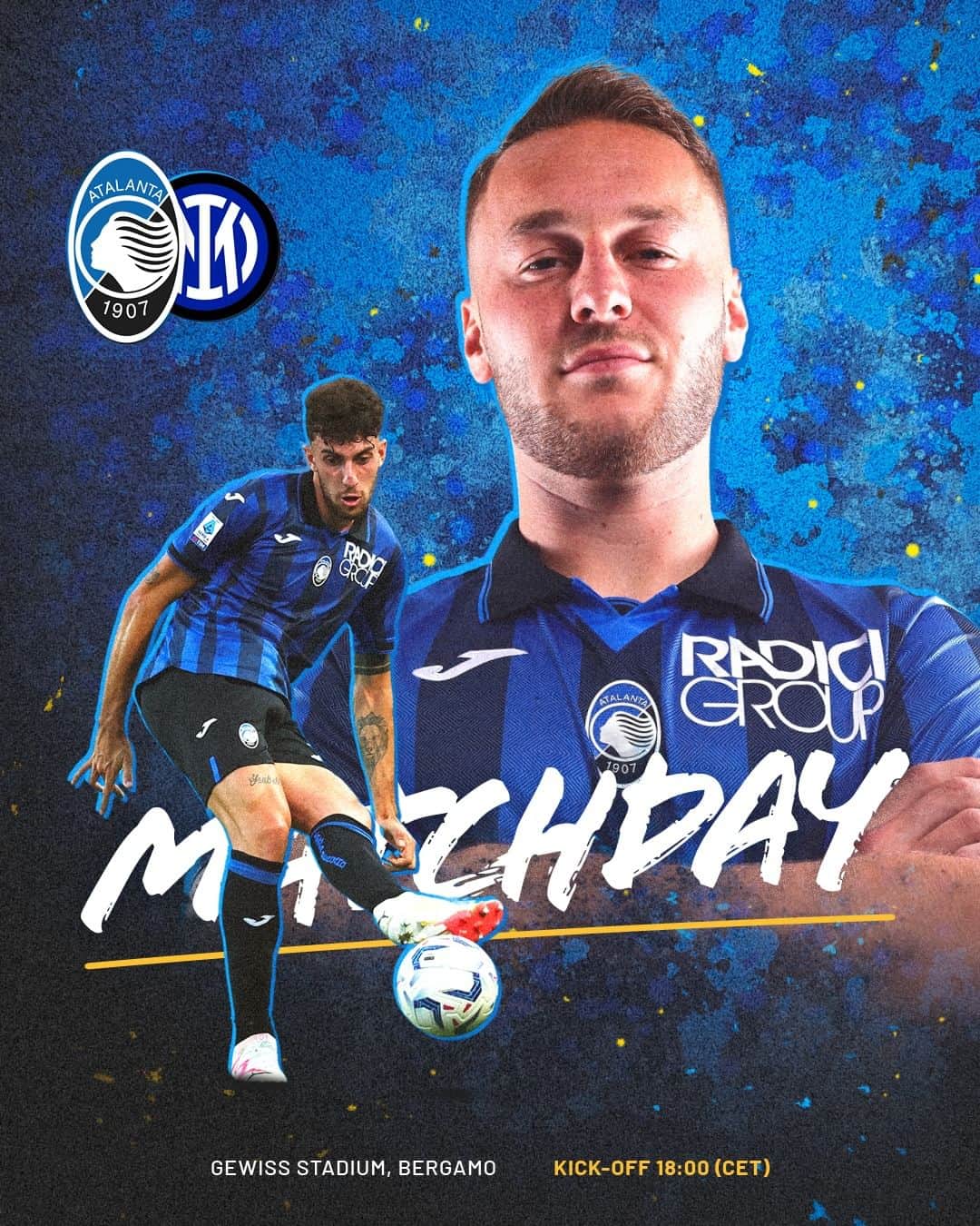 のインスタグラム：「Al @gewiss_stadium_official arriva la capolista ⚔️  We face the #SerieA leaders in Bergamo 👊  #AtalantaInter #GoAtalantaGo ⚫️🔵」
